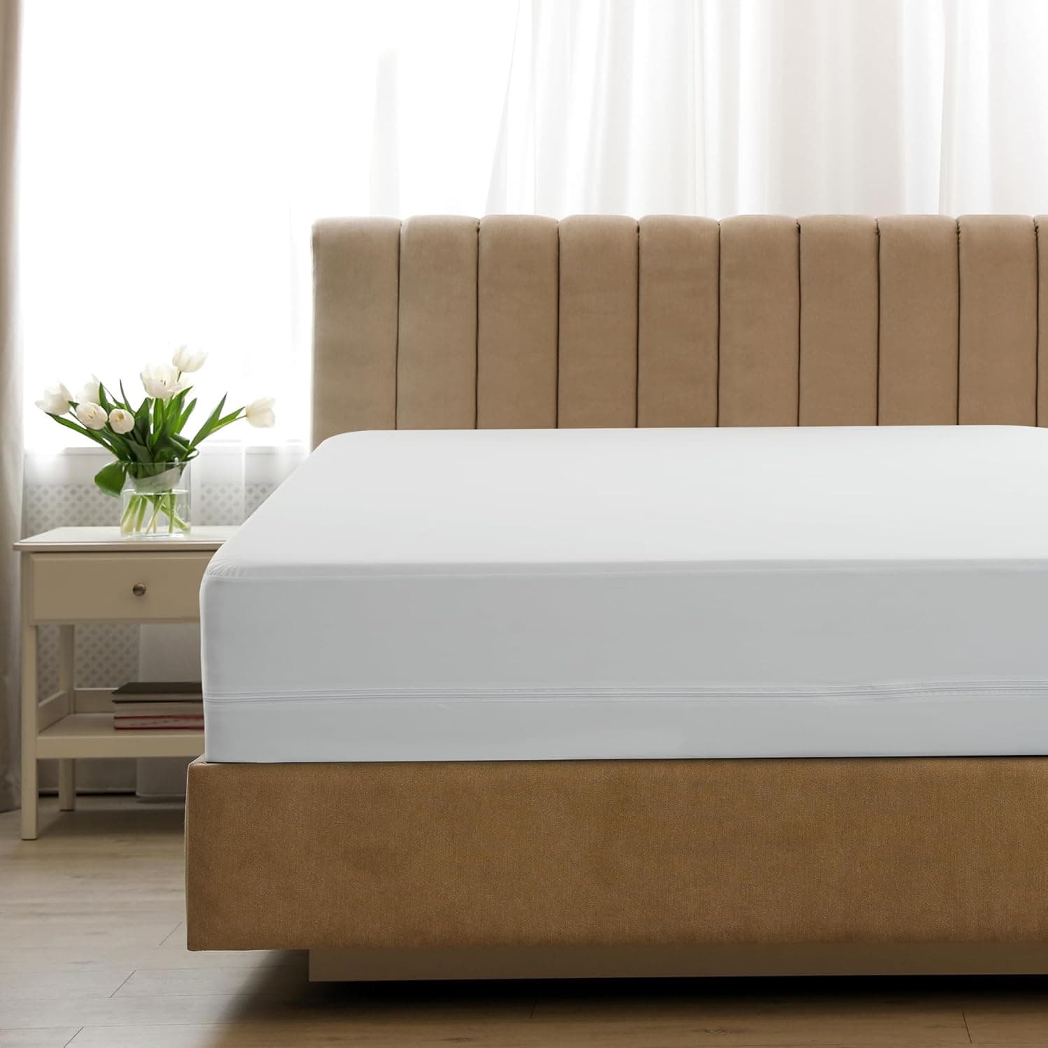 Capa de colchão com zíper Lux Decor, à prova de percevejos, protetor de colchão 100% à prova d'água - Capa de 35 cm de profundidade em todos os lados, silenciosa, 137 x 189 cm - Imagem 3