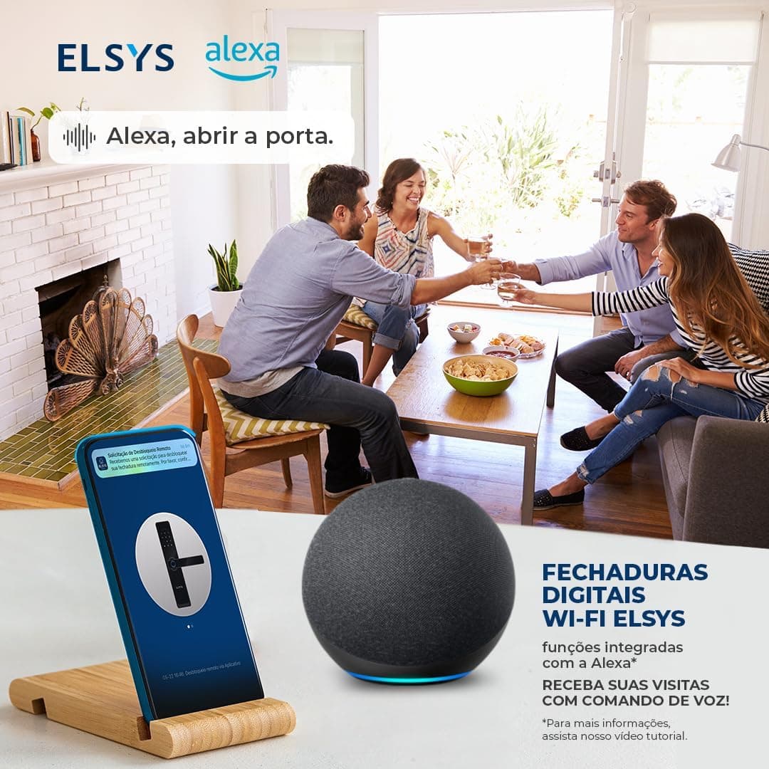 Fechadura Digital de Embutir Wi-Fi com Biometria, Elsys, ESF-DE4000B, Preta - Abertura via Biometria, Senha Numérica e Aplicativo - Imagem 3