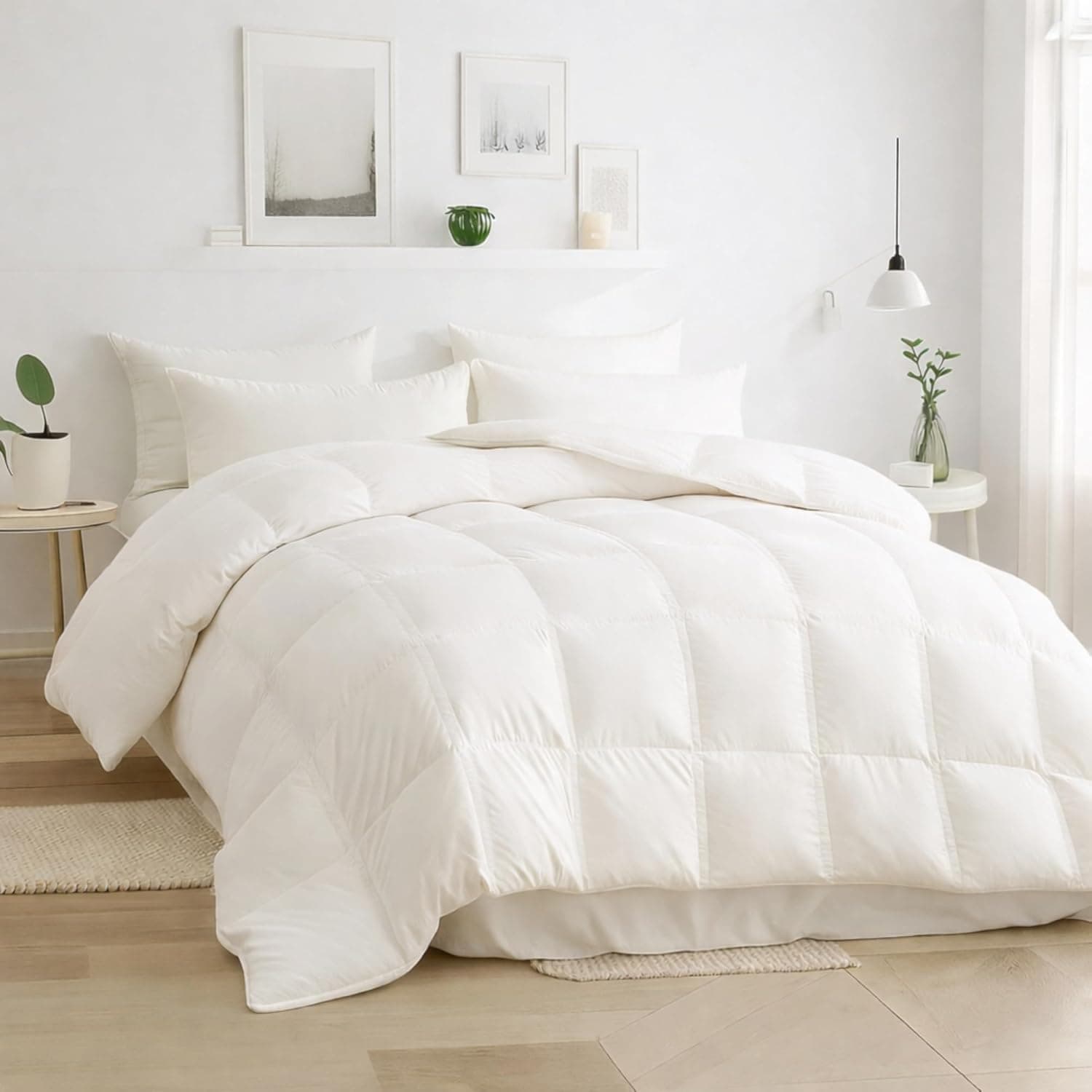 Beautyrest Edredom King de fibra de ganso branco, 100% algodão, enchimento de edredom de luxo ultramacio para todas as estações, coleção de hotel, roupa de cama hipoalergênica, 266 x 224 cm