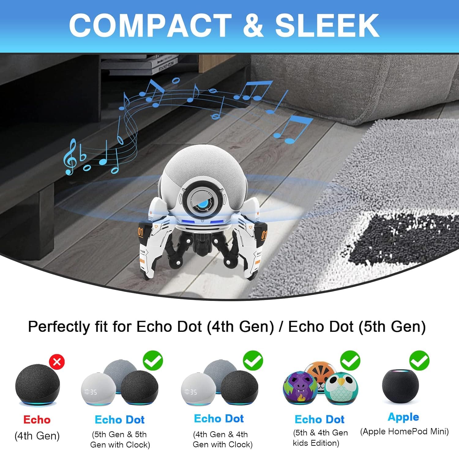 Suporte Homepod Mini, suporte de alto-falante para Dot 4ª/5ª geração, suporte de mesa de pontos, acessórios para Alexa Dot 4ª/5ª geração, suporte de mesa - Imagem 3