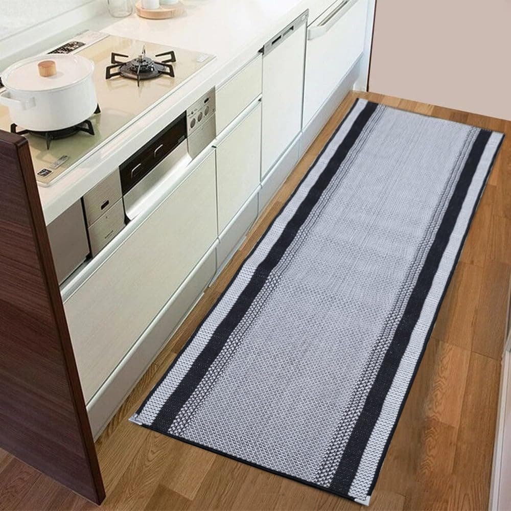 Tapete Passadeira Sisal 2,30m Cinza Preto Corredor Quarto Lancer - Imagem 4