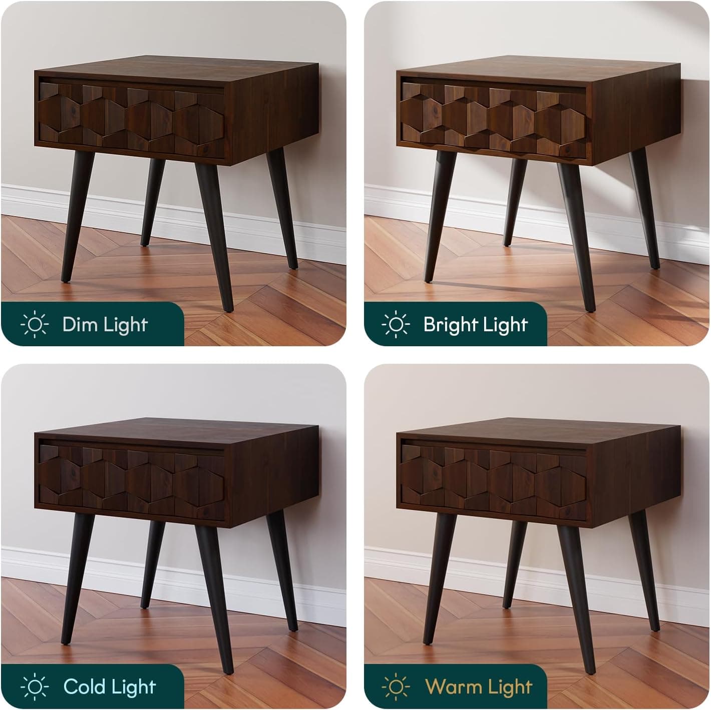 Bme Mesa de cabeceira Georgina com 1 nogueira, 110 cm C x 39 cm L x 80 cm A - Imagem 3