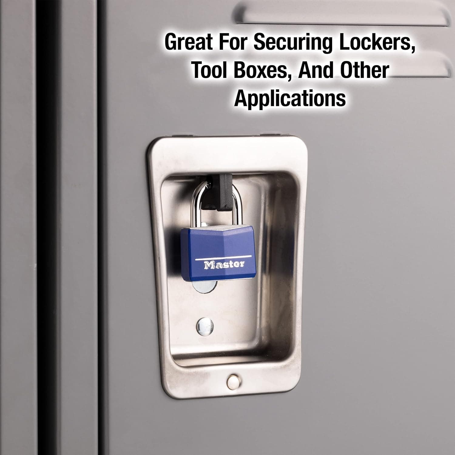 Master Lock 142DCM 1-9/16" Blue Vinyl Cover Brass Padlock - Imagem 3