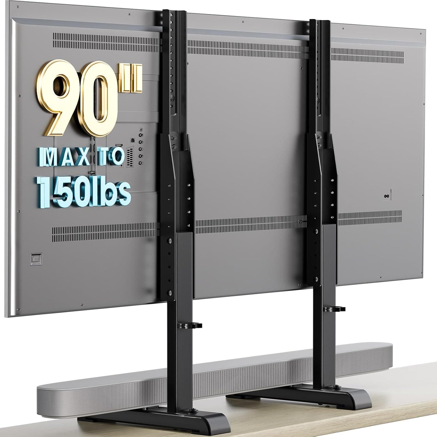 Suporte universal para TV, base de suporte de TV de mesa, substituição para a maioria das TVs LED LCD de 24 a 86 polegadas, 7 pernas de TV ajustáveis com altura com gerenciamento de cabos suporta até 50 kg, VESA máx. 800 x 600 mm, preto AX10TB01 - Imagem 2