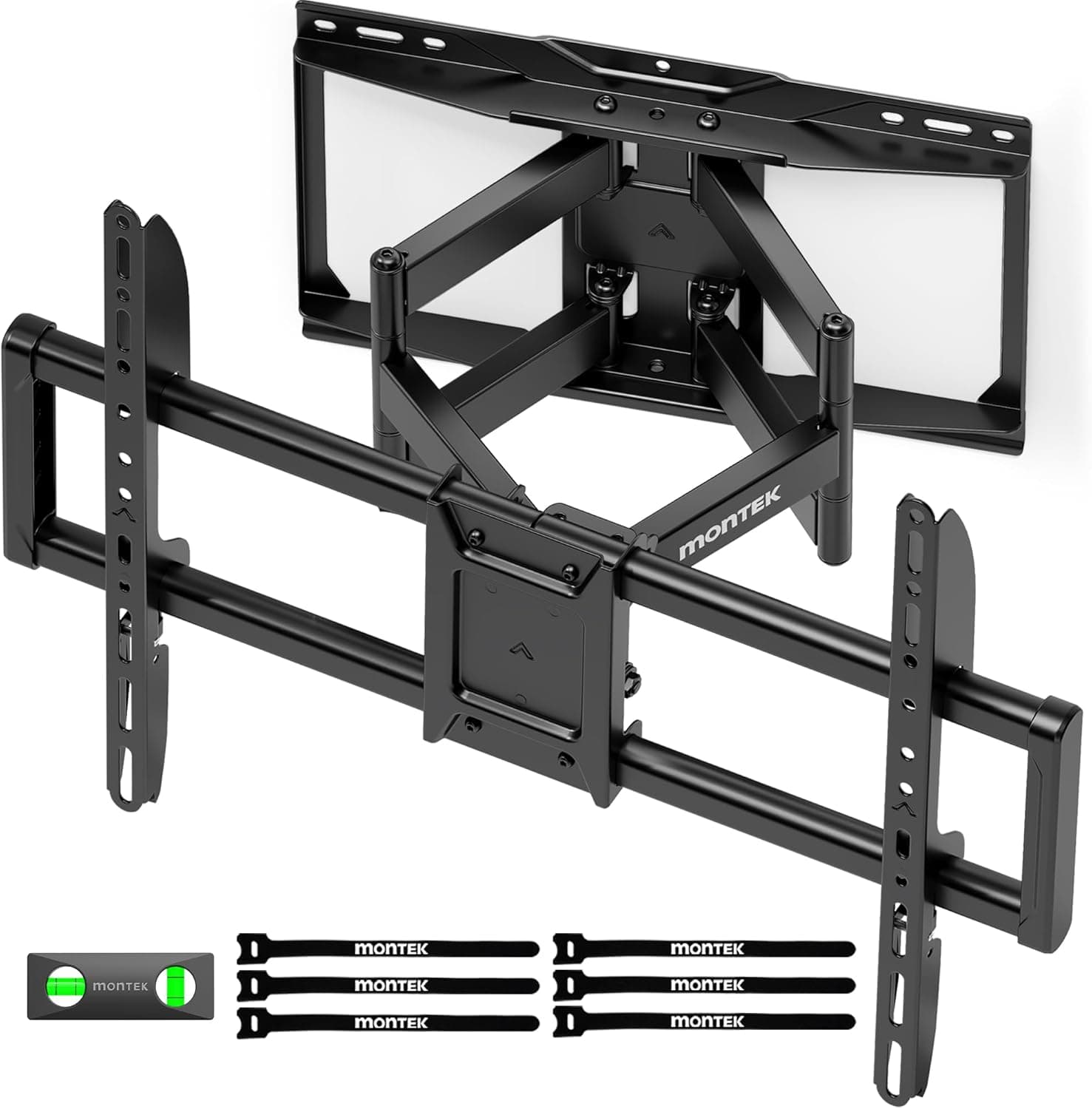 monTEK Suporte de parede de TV Full Motion para a maioria das TVs de 37 a 90 polegadas, até 75 kg, suporte de TV resistente com braços articulados duplos, inclinação sem ferramentas, giro e extensão