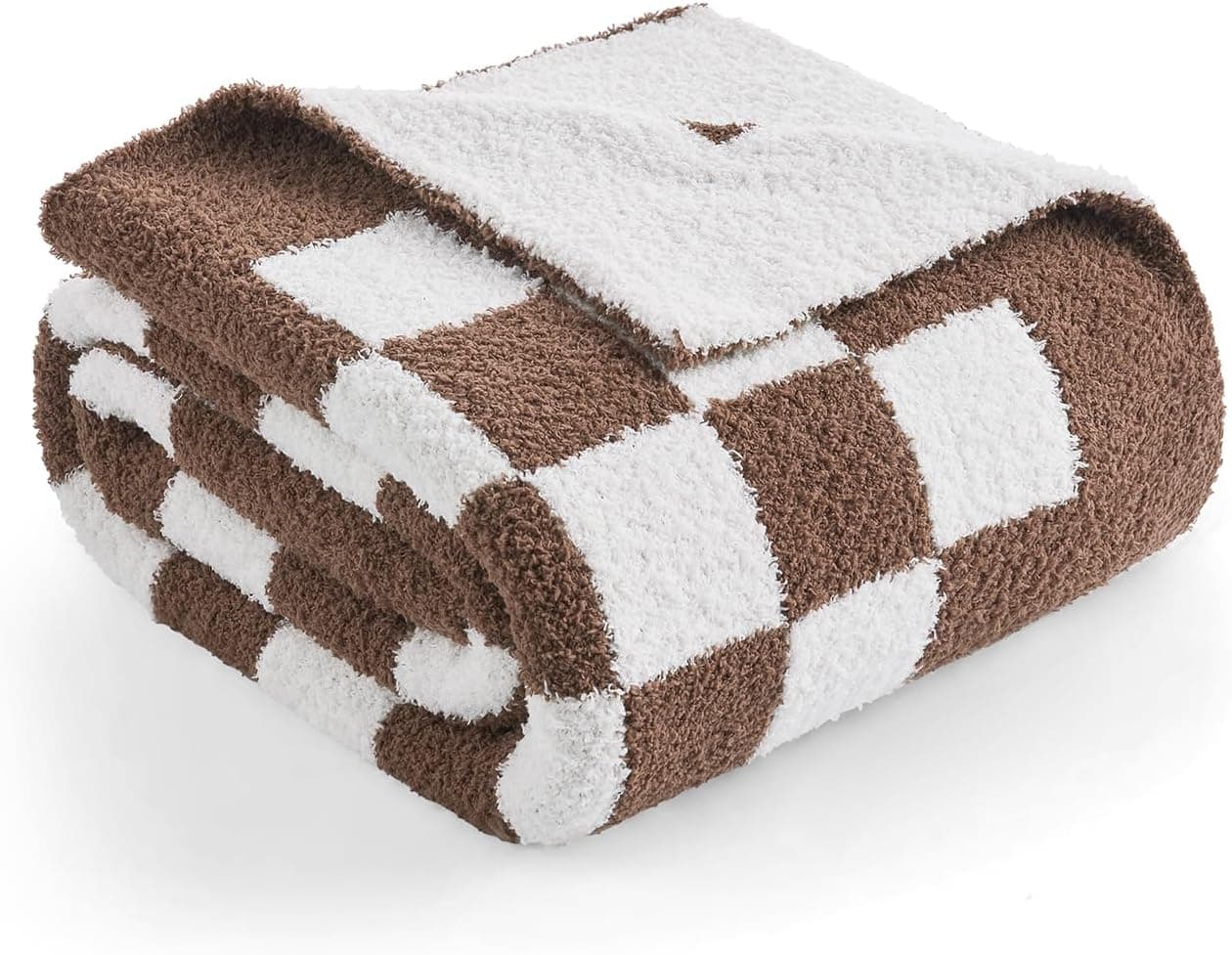 Snuggle Sac Cobertor de cama xadrez tamanho solteiro 152 x 203 cm, supermacio, aconchegante e quente, mantas reversíveis respiráveis leves e fofas para sofá, cama, marrom xadrez, 152 x 203 cm