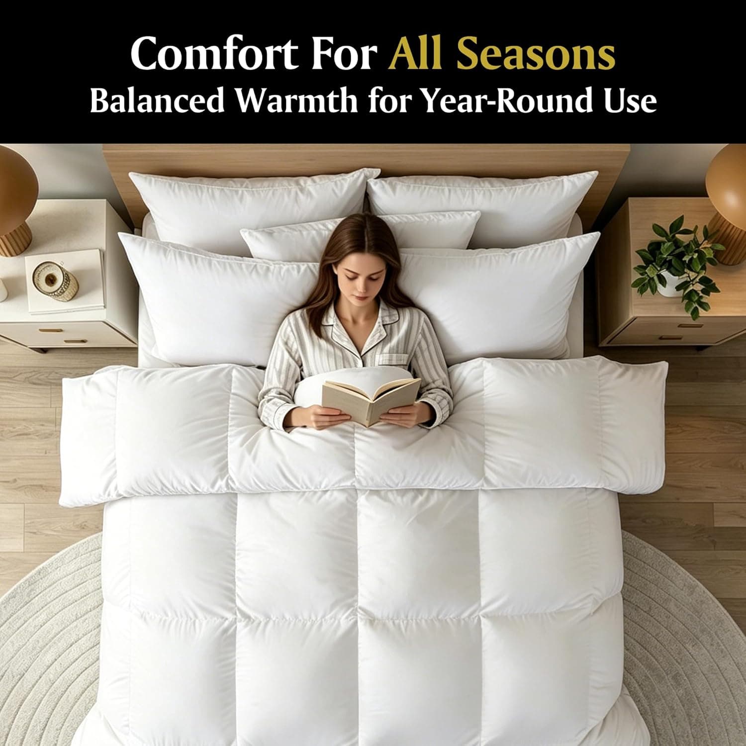 Beautyrest Edredom King de fibra de ganso branco, 100% algodão, enchimento de edredom de luxo ultramacio para todas as estações, coleção de hotel, roupa de cama hipoalergênica, 266 x 224 cm - Imagem 4