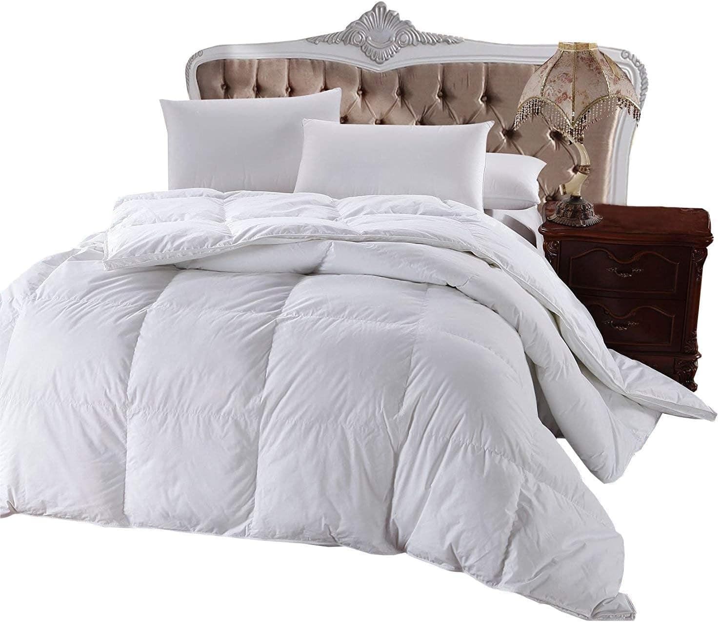 Edredom alternativo de ganso com 300 fios Royal Hotel, edredom com enchimento, enchimento de edredom 100% algodão - 750FP - branco sólido, Branco, King, 1