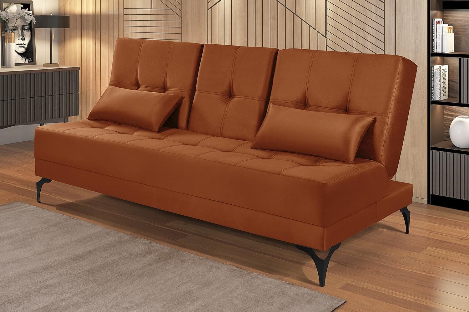 Sofá Cama Solteiro Colorado Reclinável 3 Posições Tecido Suede (Terracota) - Imagem 3