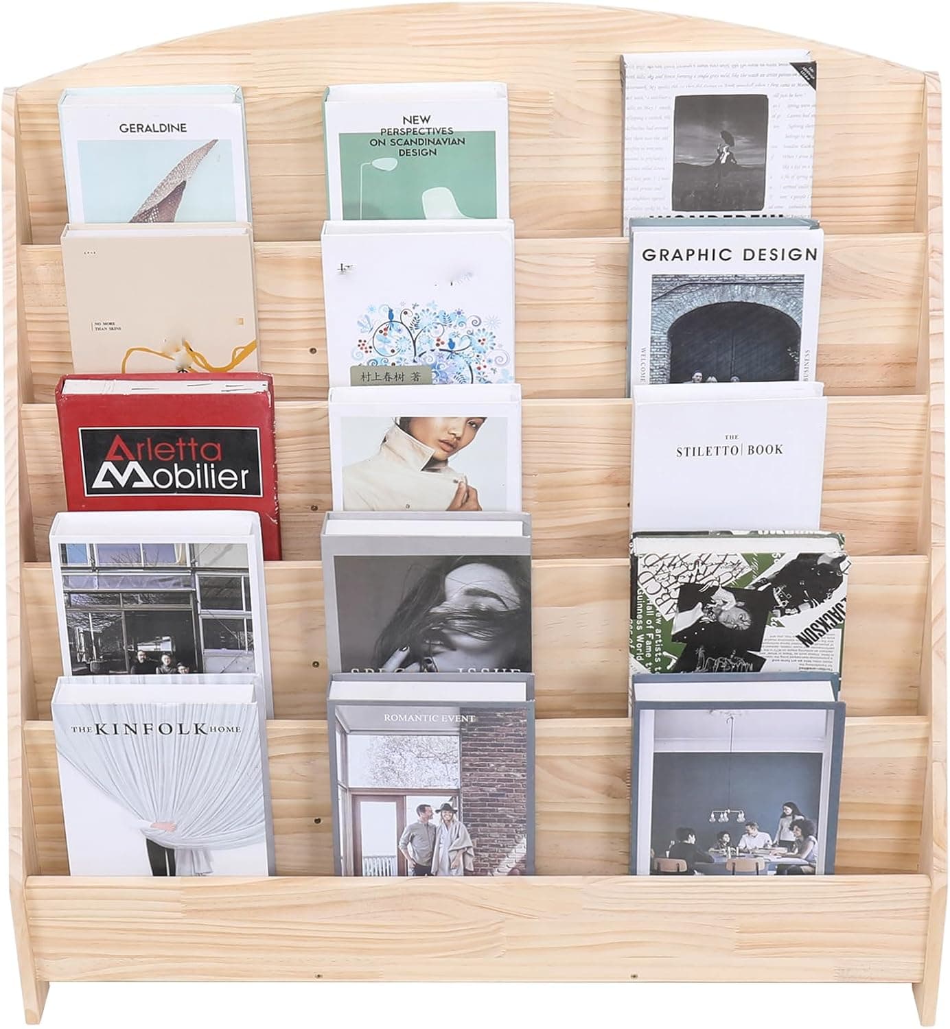 Montessori Organizador de prateleira de livros infantil de um lado com armazenamento de brinquedos, estante para sala de aula para bebês, estantes e prateleiras de pinho natural (78,7 cm)