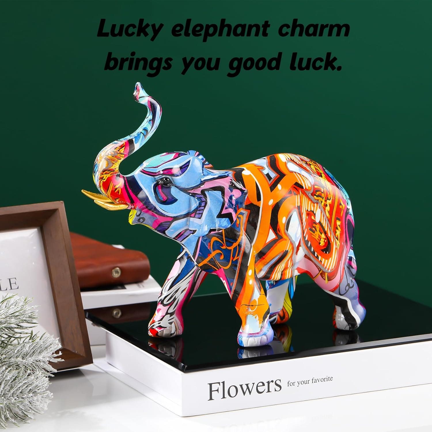 Estatuetas Colecionáveis de Elefante Colorido em Resina, 22 x 19 x 5 cm, Presentes de Elefante Fofos para Mulheres, Mãe, Crianças, Decoração para Escrivaninha em Casa - Imagem 4