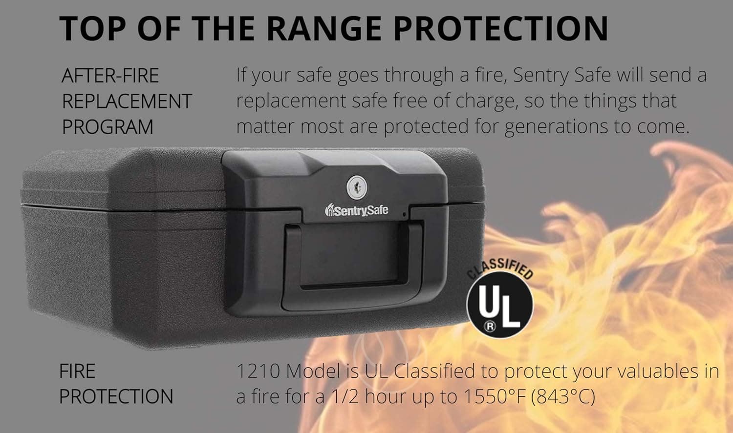 SAFESentry Safe 1210 Cofre portátil à prova de fogo com trava de chave, pequeno - Imagem 3