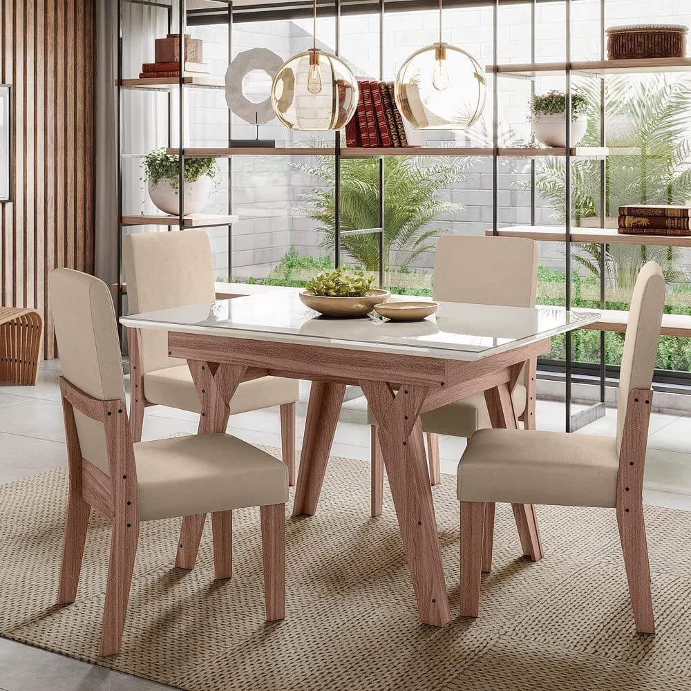 CONJUNTO SALA DE JANTAR DUBAI 1,10 COM 4 CADEIRAS AMEND 74B