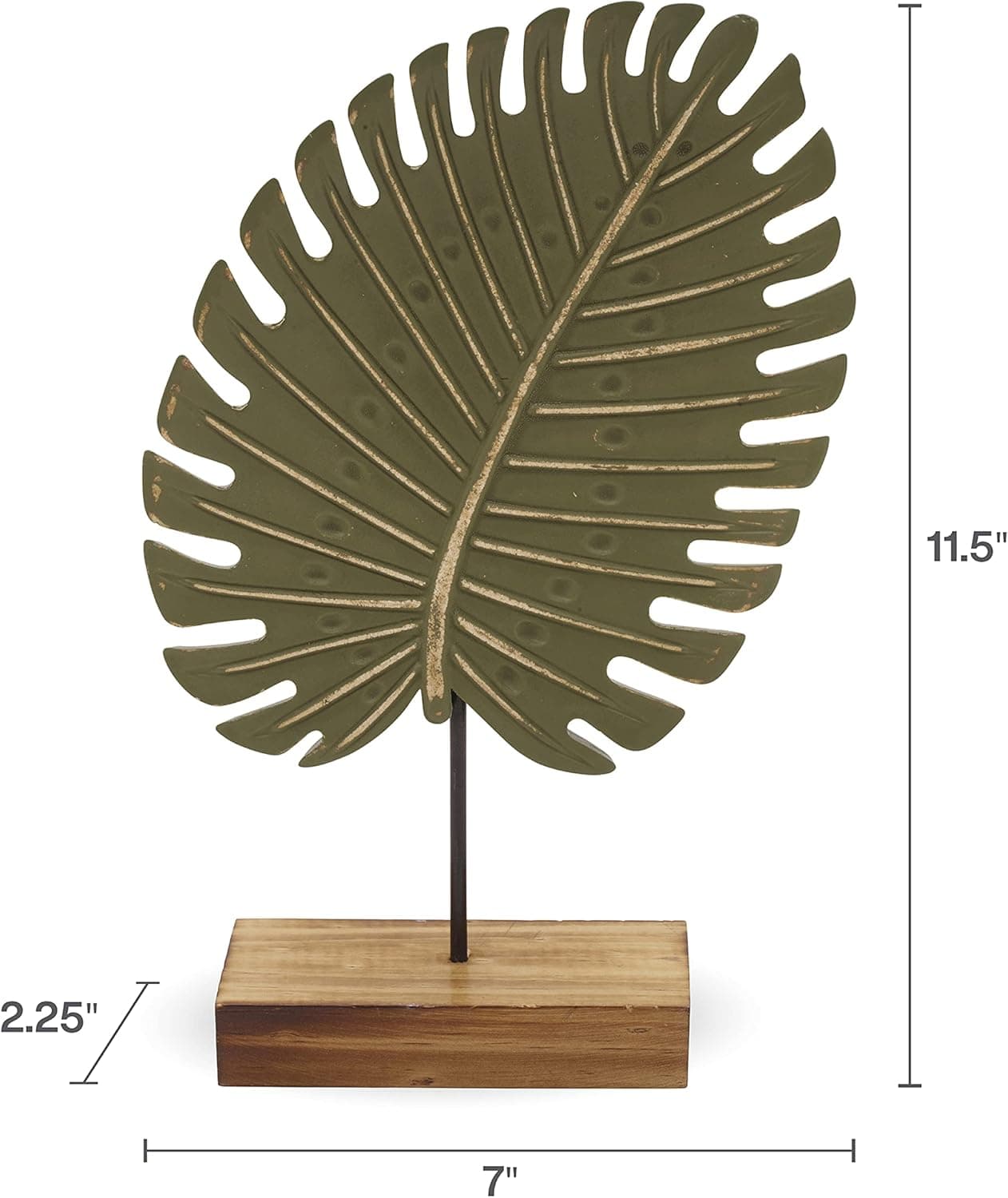 Elements Decoração de mesa de folha verde de metal de 18 x 5 x 29 cm - Imagem 3