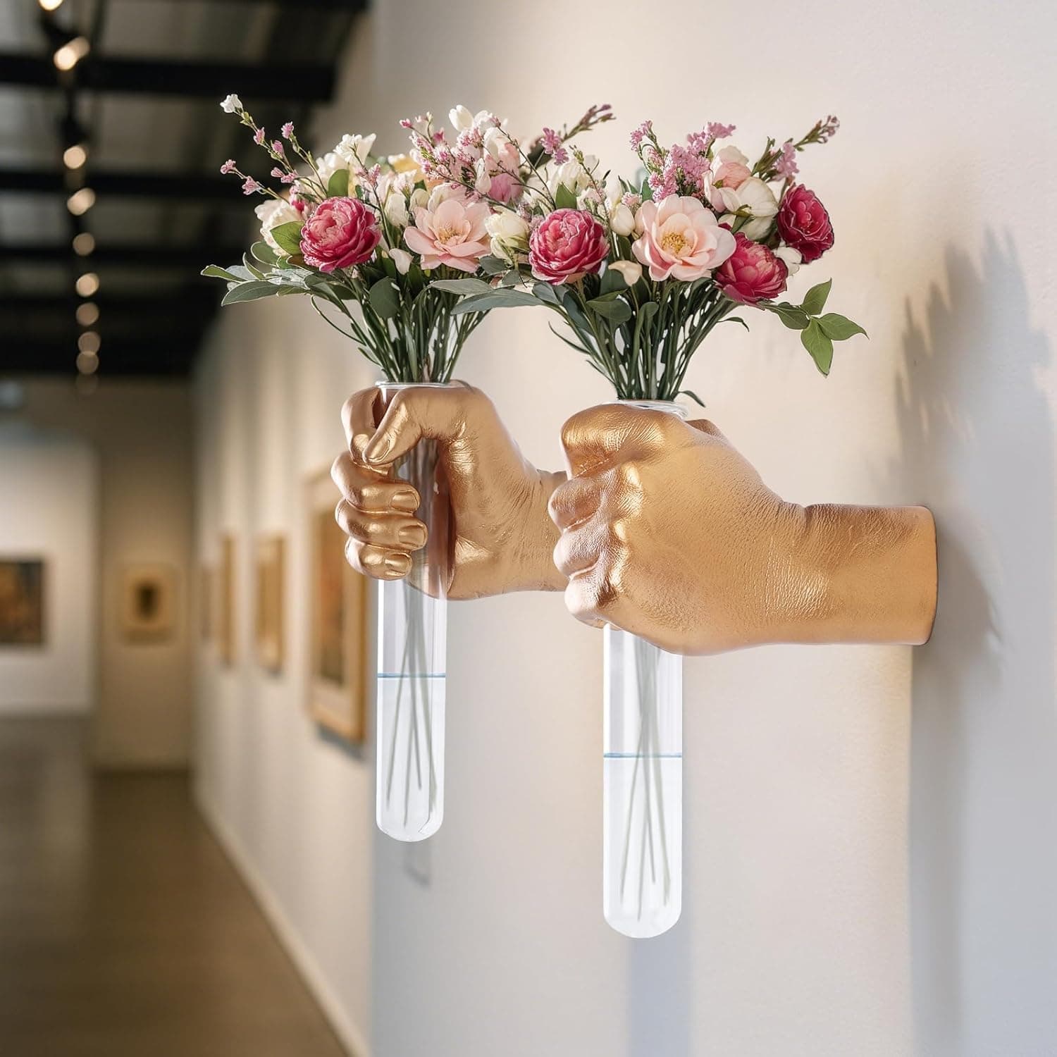 2 peças de esculturas de parede, vaso de mão, decoração de casa, escultura de arte de montagem na parede, estátua de arte de parede exclusiva, decorações de vaso de flores descoladas, decoração - Imagem 3
