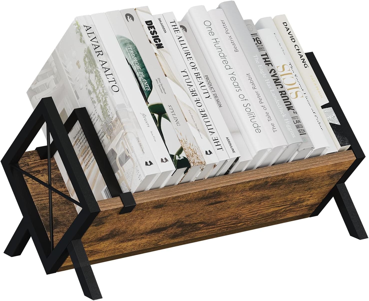 YINMIT Estante de mesa de madeira, prateleira de mesa retrô, prateleira de mesa para cima da mesa na sala de estar, casa, escritório, estante inclinada para CDs, revistas, livros, decoração de casa