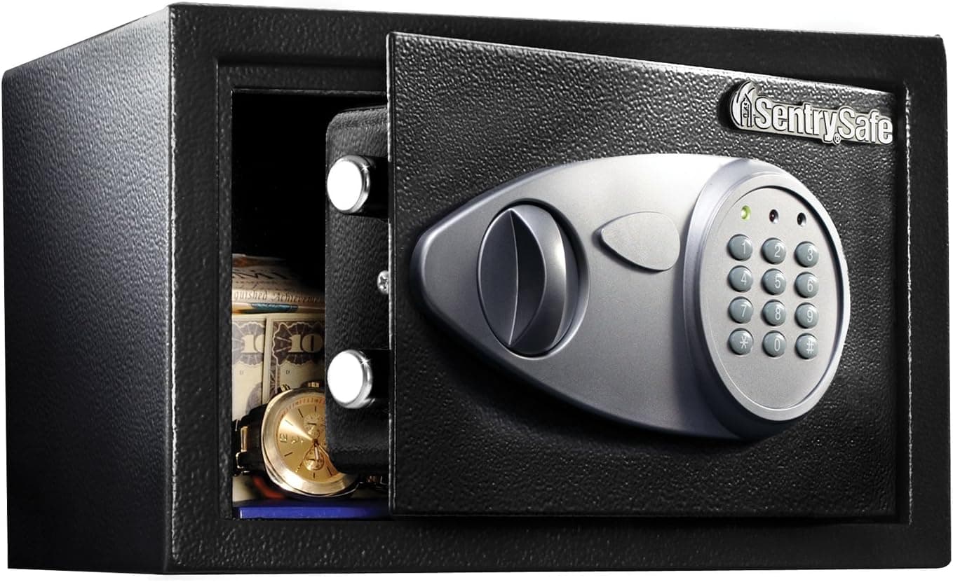 SentrySafe Seguro médio com teclado digital, caixa de bloqueio com código tem forro interno e kit de parafusos que protege pistola, dinheiro, 1,4 metros cúbicos, 19 x 29 x 26 centímetros, X041E