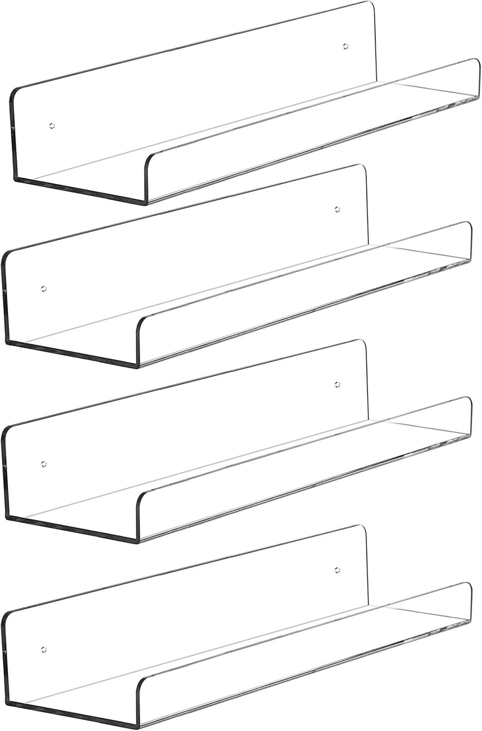 Cq acrylic Prateleiras flutuantes para montagem na parede, pacote com 4, prateleira de parede transparente de 38 cm, decoração de quarto para crianças, estante de livros, figuras, fotos, maquiagem,