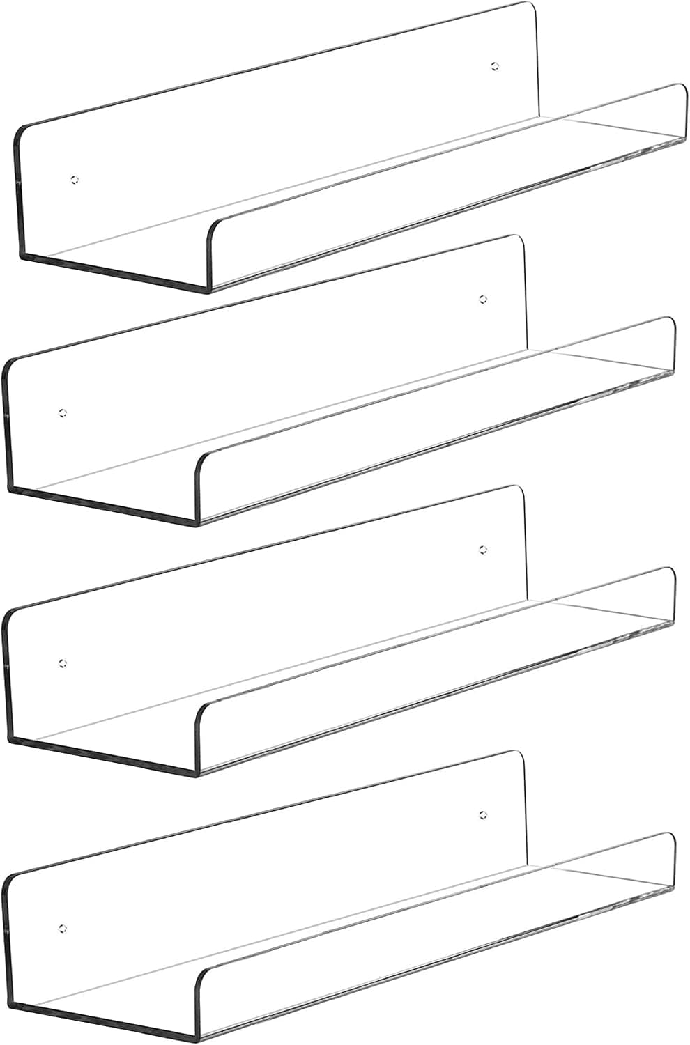 Cq acrylic Prateleiras flutuantes para montagem na parede, pacote com 4, prateleira de parede transparente de 38 cm, decoração de quarto para crianças, estante de livros, figuras, fotos, maquiagem,