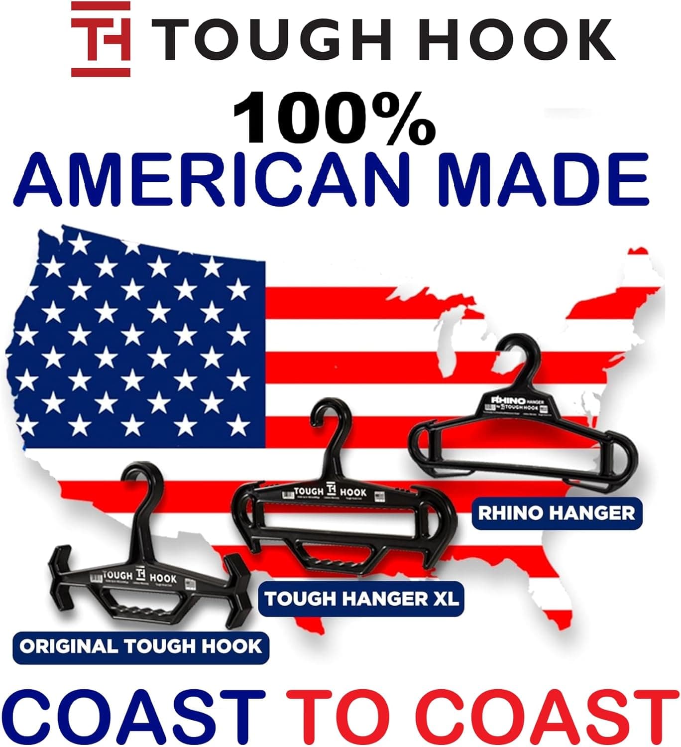 Tough Hook Cabide resistente multiuso original, feito nos EUA, antiderrapante, capacidade de 90 kg, ideal para equipamentos táticos, coletes de ginástica, 1 peça de plástico preto - Imagem 3