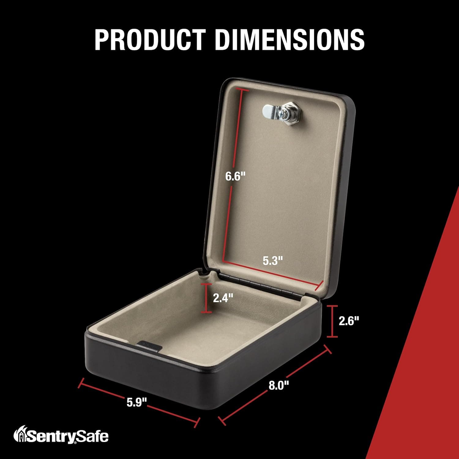 SentrySafe SAFEMini Safe é um cofre com fechadura com chave para escritório ou dormitório que protege dinheiro, passaportes ou outros objetos de valor pequenos, exterior: 2,6 A x 5,9 L x 20,3 cm, - Imagem 3