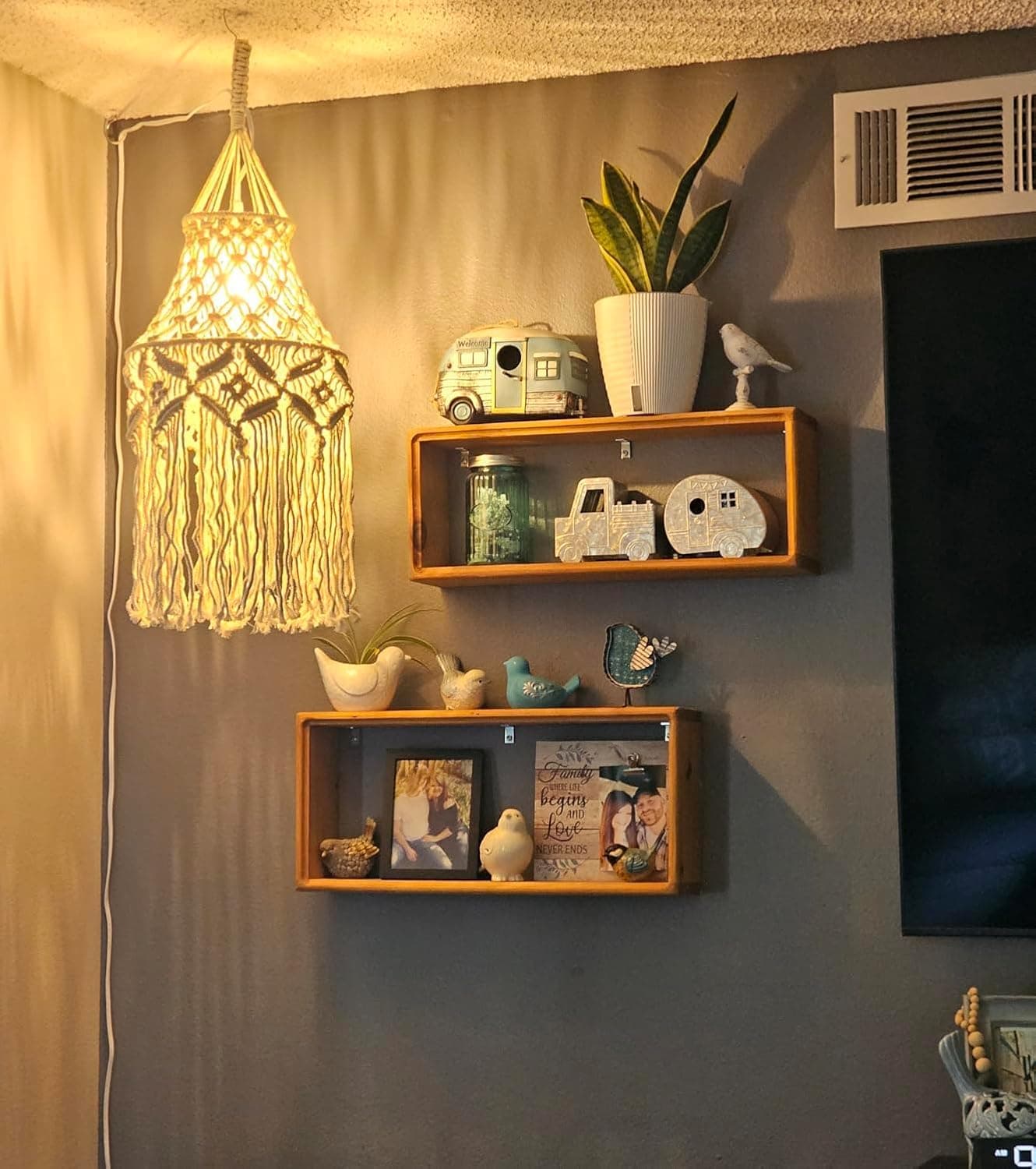 Boho Plug in Pendant Light Abajur de macramê com lâmpada pendurada com cabo de plugue, interruptor liga/desliga, luminárias de suspensão boêmias que se conectam à tomada de parede para decoração de - Imagem 3
