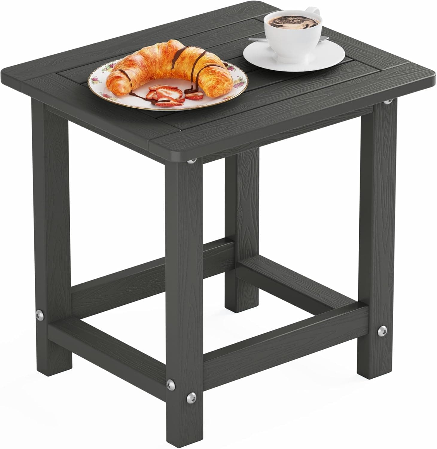 YEFU Mesas laterais para mesa pequena, mesa de centro para pátio, sala de estar, quarto (cinza escuro, camada única de 40,6 cm (1 peça))