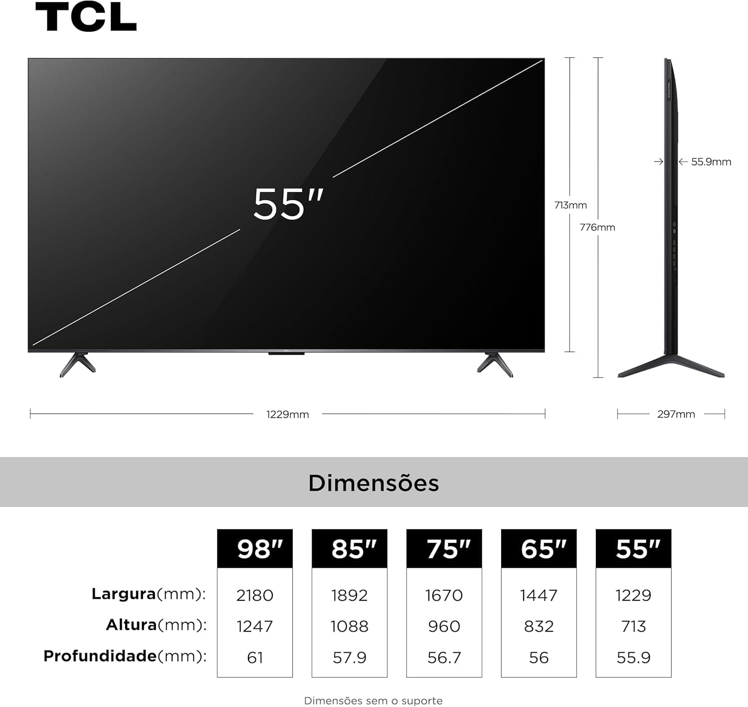 Smart TV TCL 55 Polegadas QLED Mini LED 4K C6K WiFi Bluetooth Google TV 4 HDMI 144Hz HDR10+ 55C6K - Imagem 4
