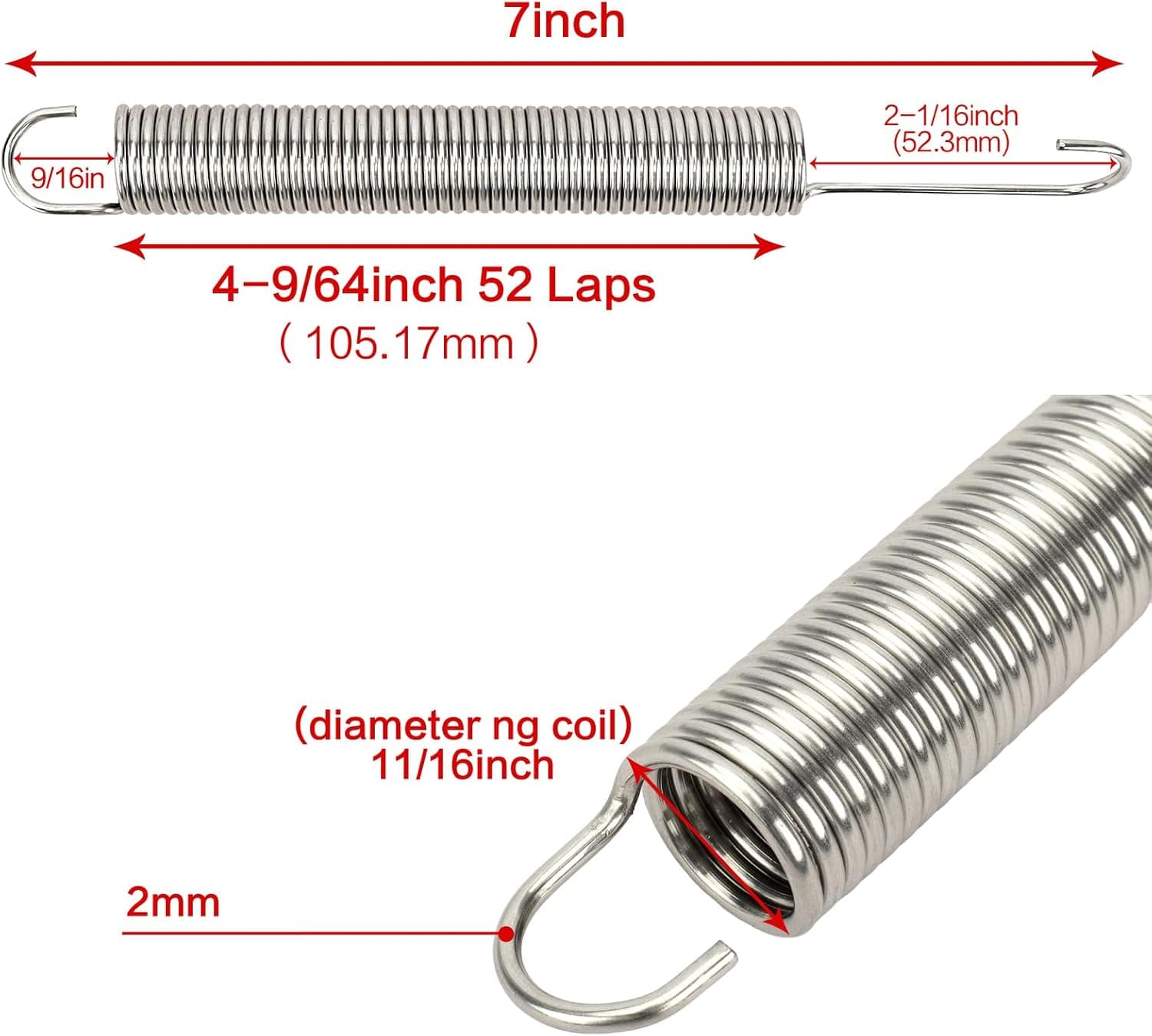 GUPO 18 cm (2 peças) Substituição de aço inoxidável poltrona reclinável sofá cadeira mecanismo mola de tensão - estilo gancho de pescoço longo - Imagem 3