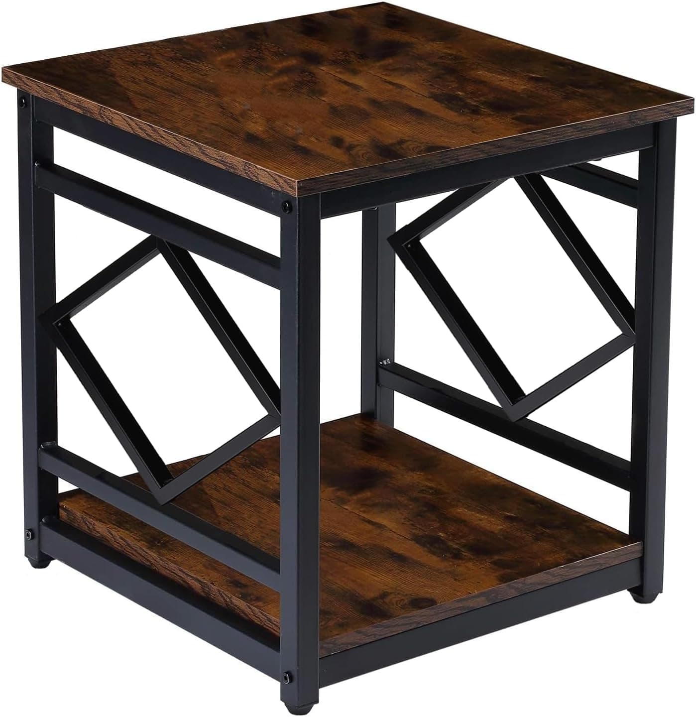 HODGSON Mesa de apoio para mini geladeira com armazenamento de grande capacidade, mesa lateral industrial rústica de 45,7 cm com 2 níveis para bebidas, geladeira, dormitório, apartamento, escritório,