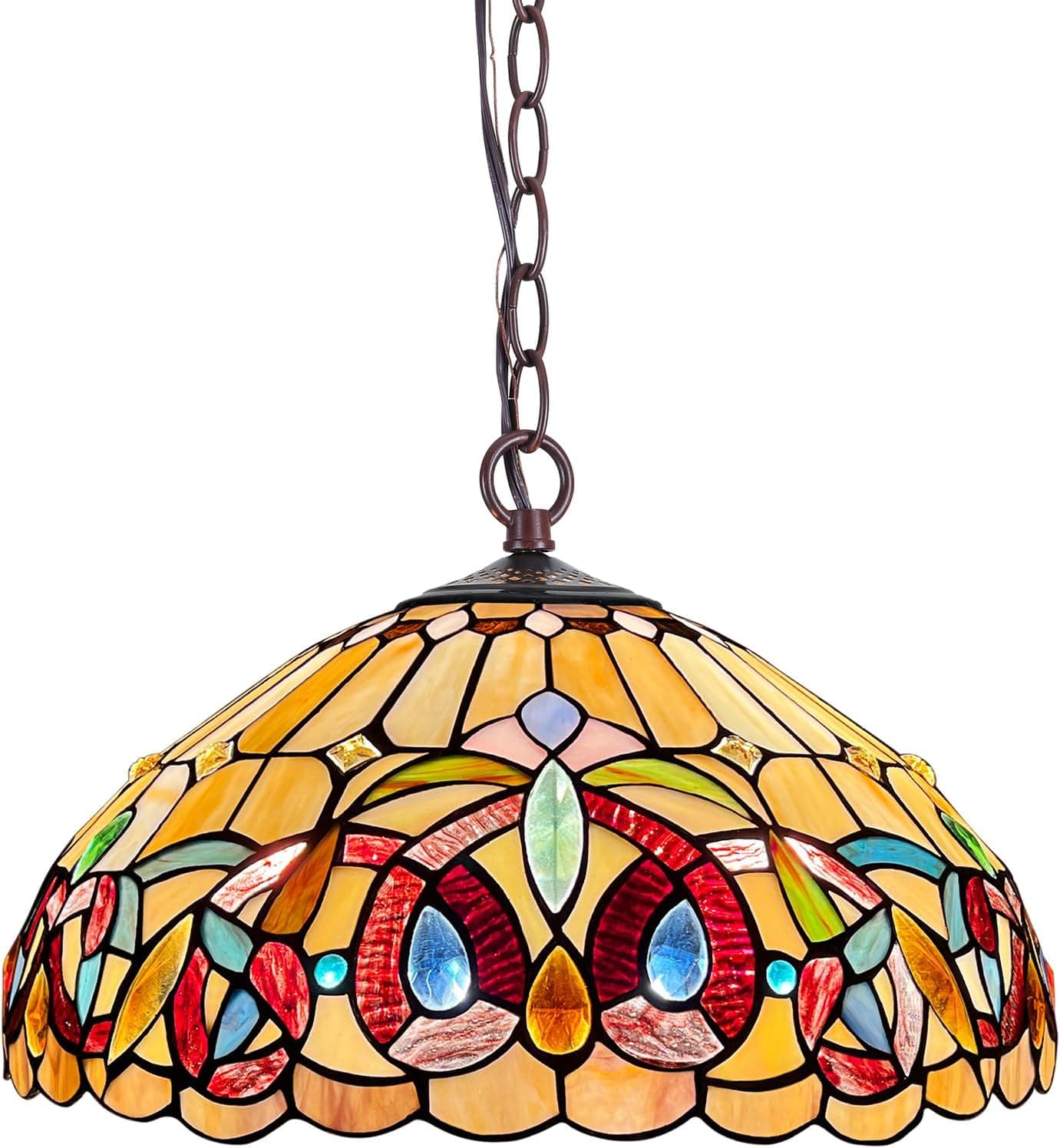 Capulina Luminária pendente Tiffany 2 luzes 40,64 cm de largura para sala de jantar da Ilha da Cozinha