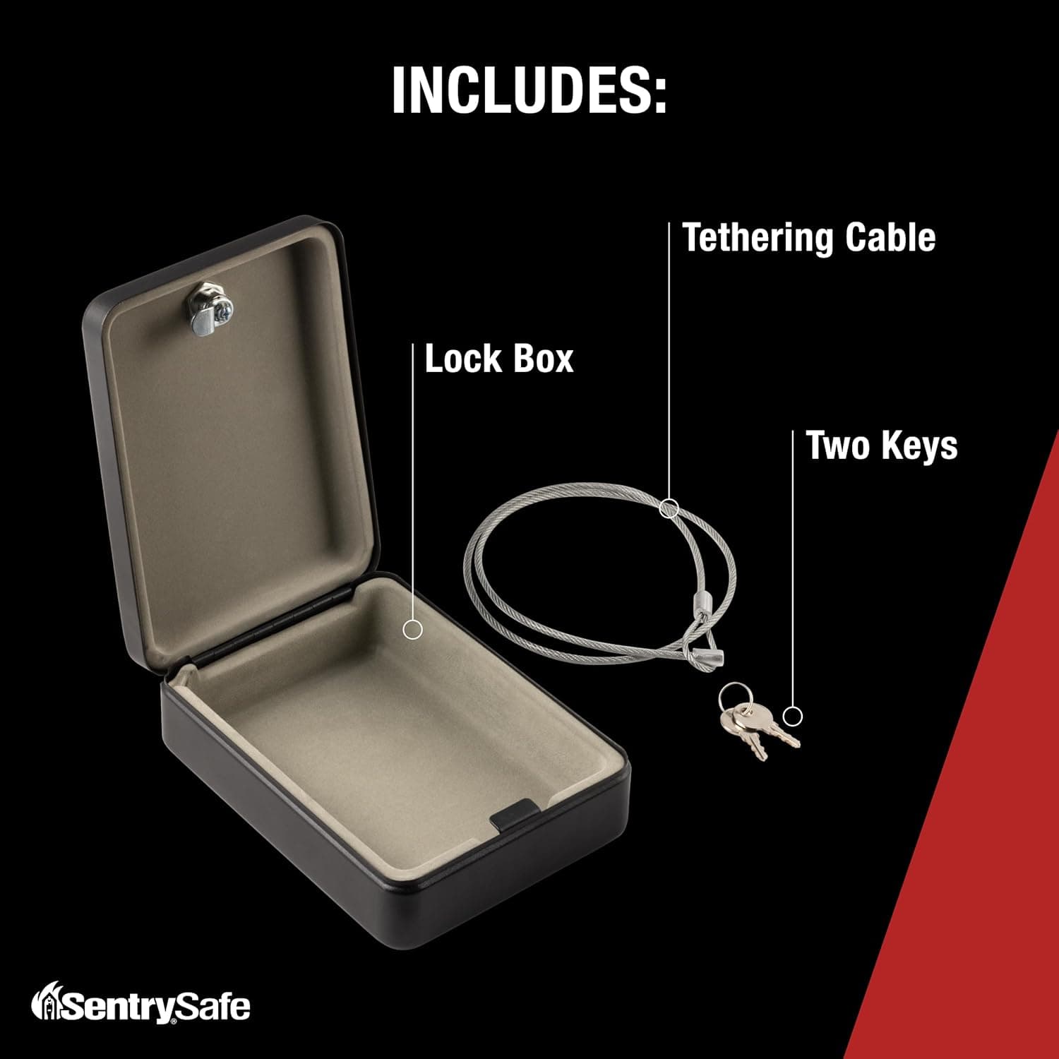 SentrySafe SAFEMini Safe é um cofre com fechadura com chave para escritório ou dormitório que protege dinheiro, passaportes ou outros objetos de valor pequenos, exterior: 2,6 A x 5,9 L x 20,3 cm, - Imagem 4