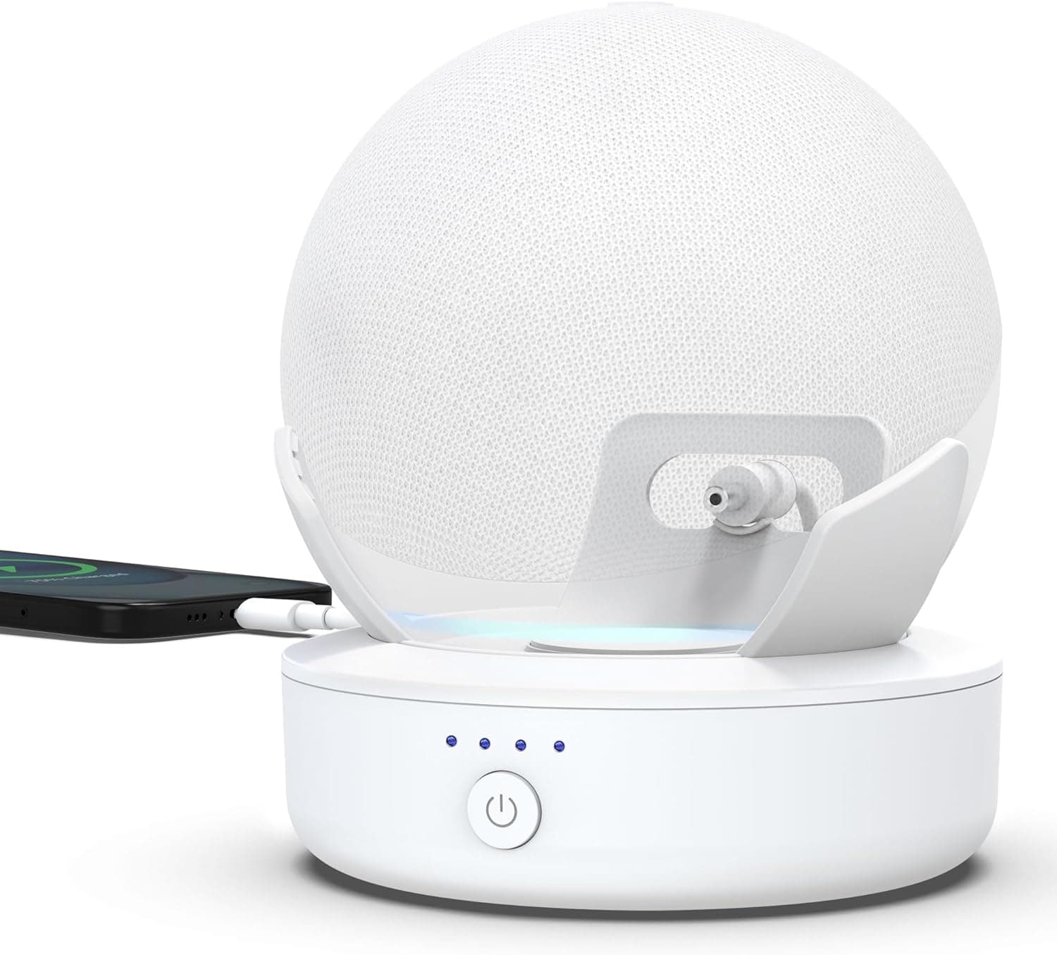 Base de Bateria para Echo Dot 5 - Suporte de Bateria Portátil de 10000 mAh Suporte para Echo Dot 5 Longa Duração 16 Horas Tempo de Reprodução Base de Bateria para Dot 5ª Geração (10000mAh, Branco)