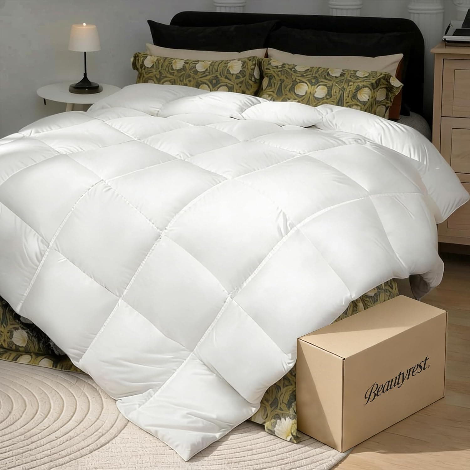 Beautyrest Edredom King de fibra de ganso branco, 100% algodão, enchimento de edredom de luxo ultramacio para todas as estações, coleção de hotel, roupa de cama hipoalergênica, 266 x 224 cm - Imagem 2