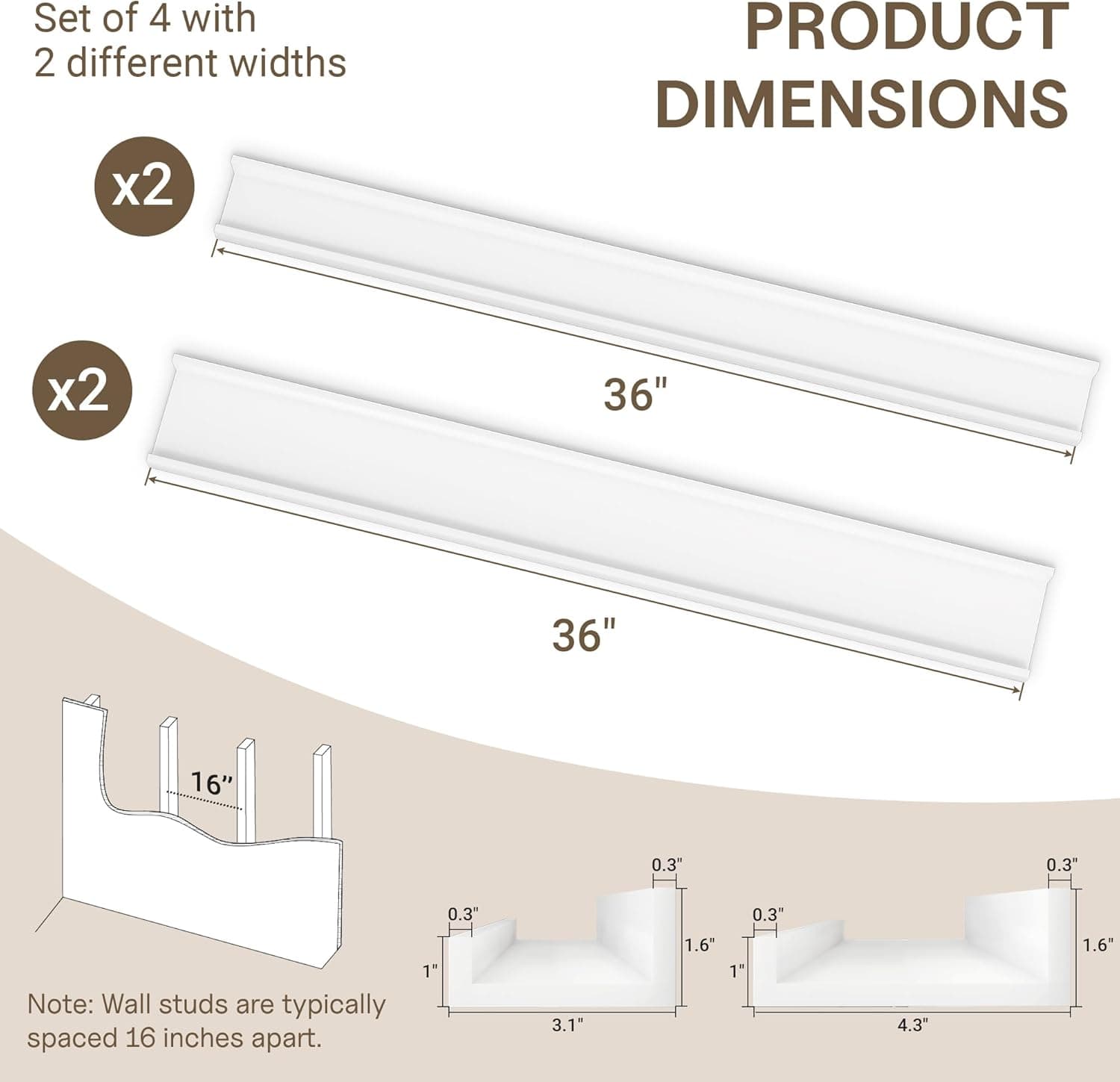 Fun Memories Prateleiras flutuantes de 91 cm para parede - Prateleiras de parede com conjunto de 4 - Estante de berçário para armazenamento - Prateleira de borda para quarto - Sala de estar - Cozinha - Imagem 4