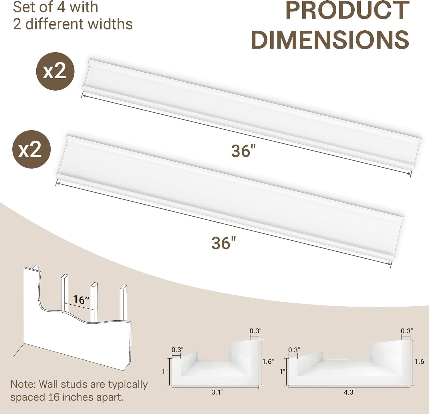 Fun Memories Prateleiras flutuantes de 91 cm para parede - Prateleiras de parede com conjunto de 4 - Estante de berçário para armazenamento - Prateleira de borda para quarto - Sala de estar - Cozinha - Imagem 4