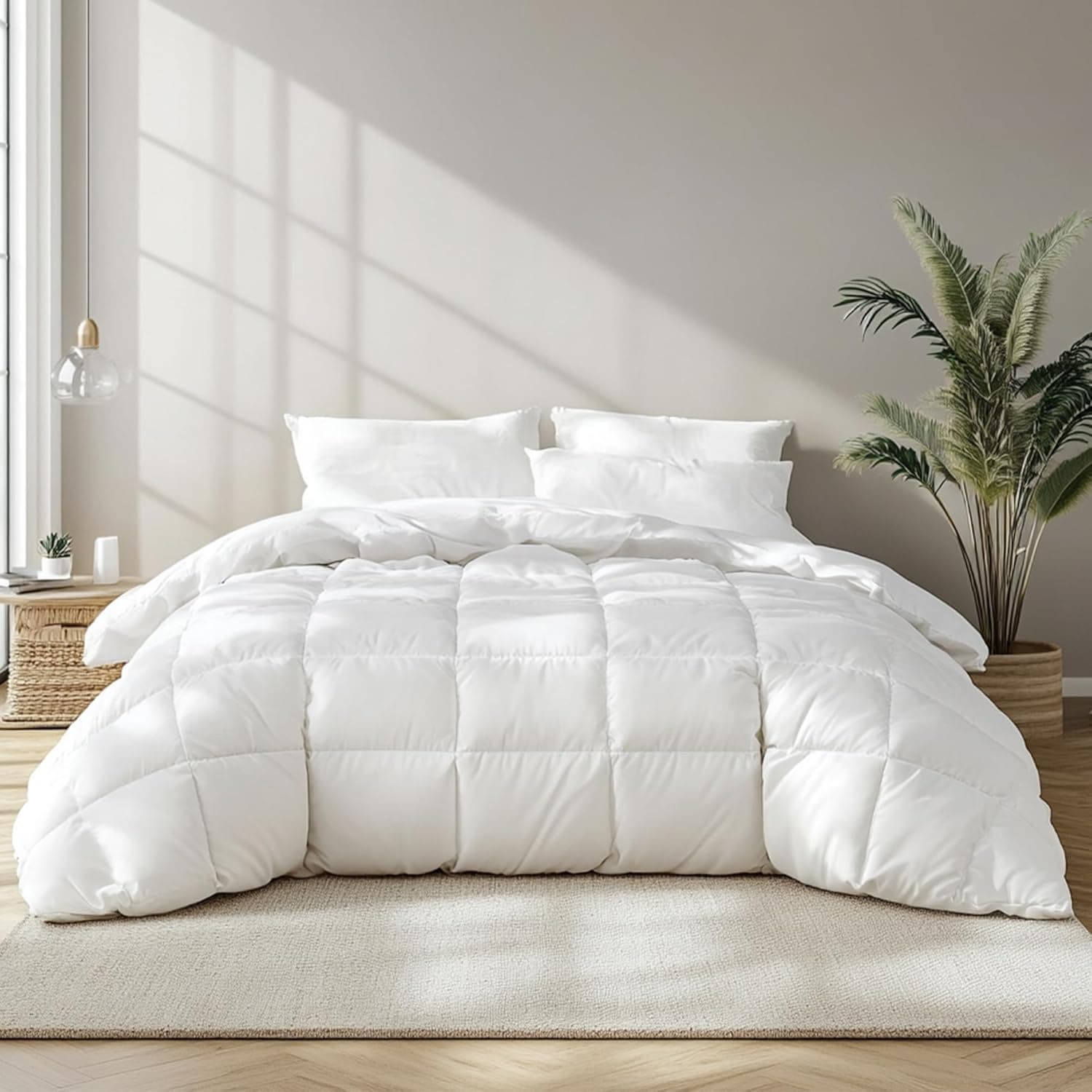 Beautyrest Edredão luxuoso de penas de ganso branco, enchimento de edredom king size de qualidade de hotel 5 estrelas, 100% algodão, respirável, calor médio, para todas as estações, branco/king, 269
