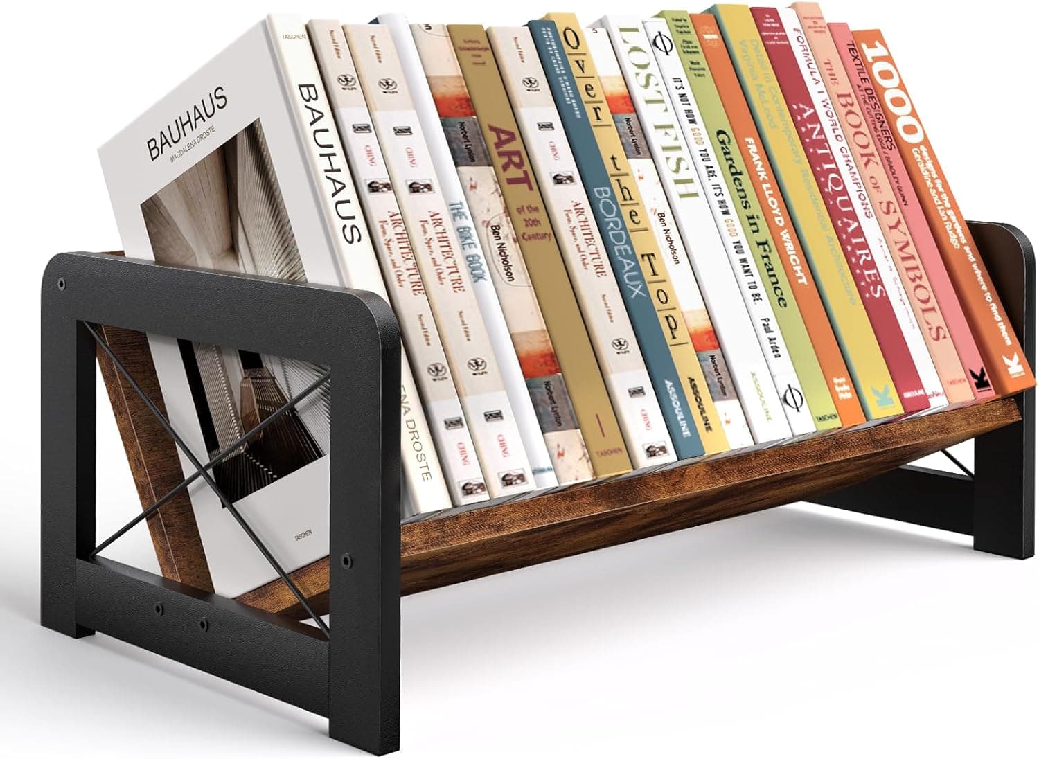 ELITEROO Organizador de estante de mesa, estante inclinada de madeira, pequeno suporte de mesa, mini estante portátil para exibição de livros, livros de receitas, leitura infantil, armazenamento de