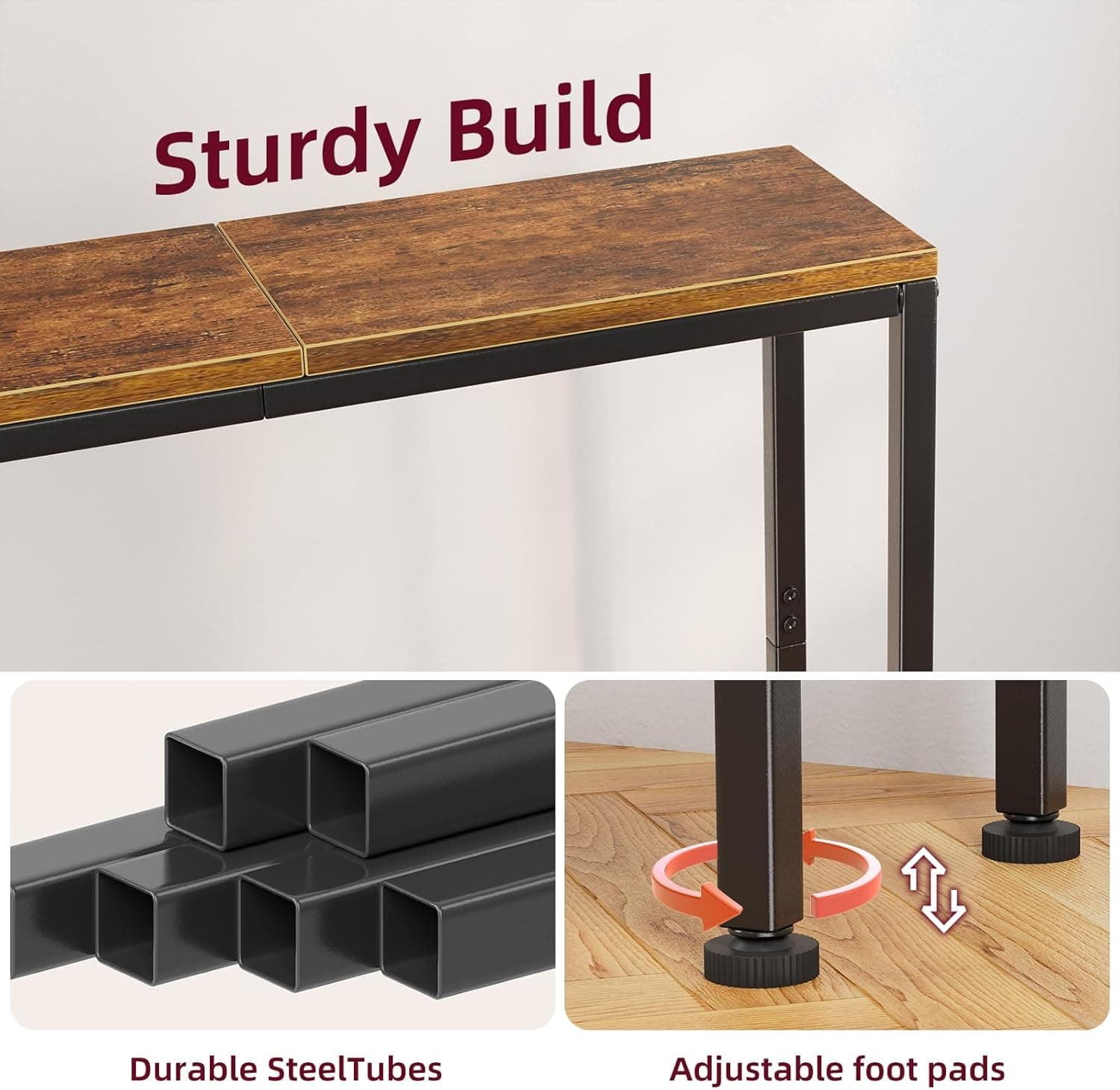 Simple Trending Mesa de console estreita, mesa de entrada de 81 cm, mesa lateral de sofá com prateleira de armazenamento, para exibição, sala de estar, corredor, marrom rústico - Imagem 4