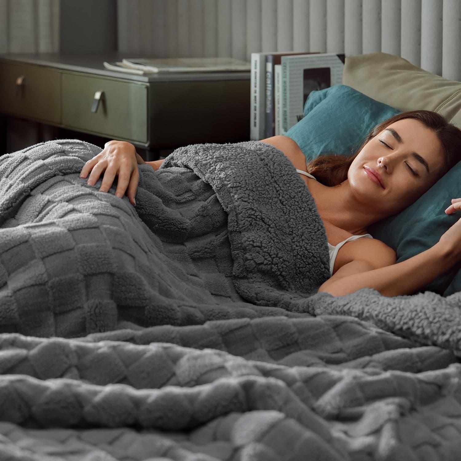 Pawque Cobertor super macio e aconchegante tamanho king para sofá-cama, cobertor felpudo de lã de ovelha fofa reversível espesso e quente para todas as estações, cobertores decorativos jacquard xadrez