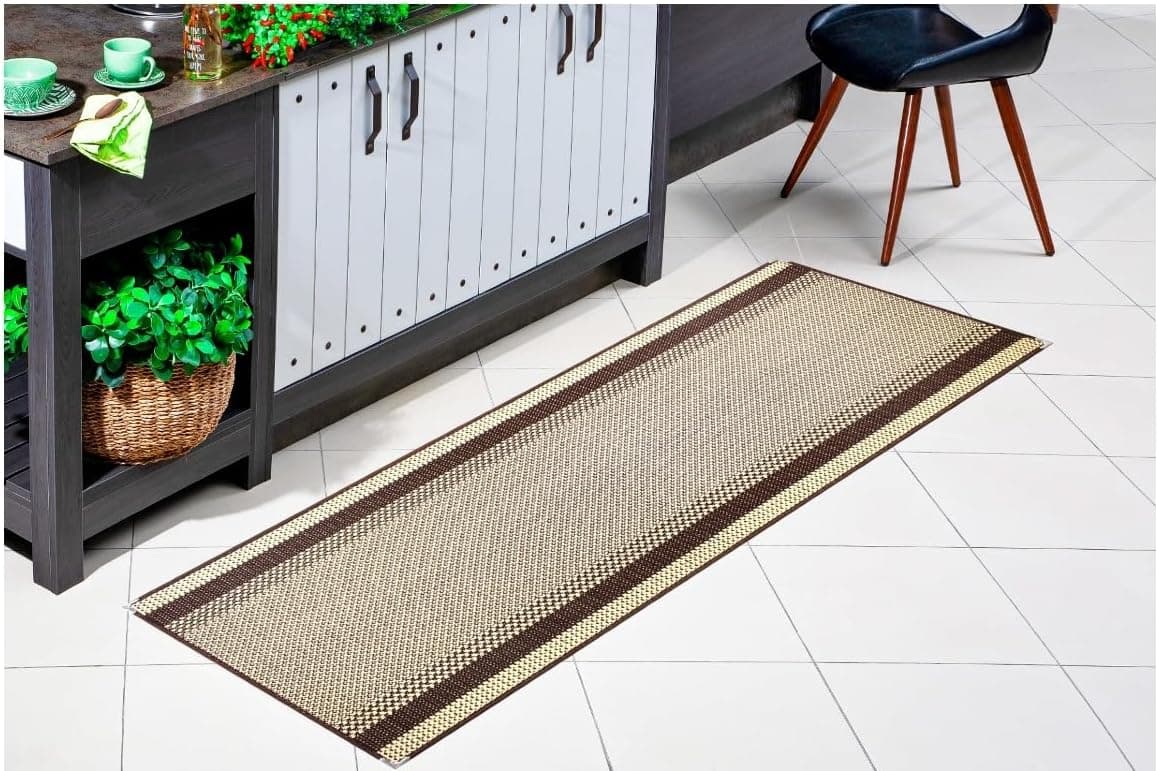 Passadeira Tapete Sisal 1,80 x 0,66 Marrom Bege Facil Limpar