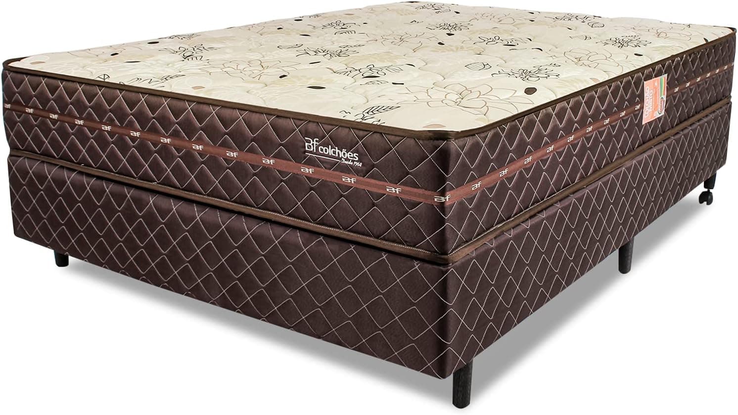 Cama Box Colchão King Firme Espuma D33 Antialérgico Certificado Bege 193x203x58cm - BF Colchões