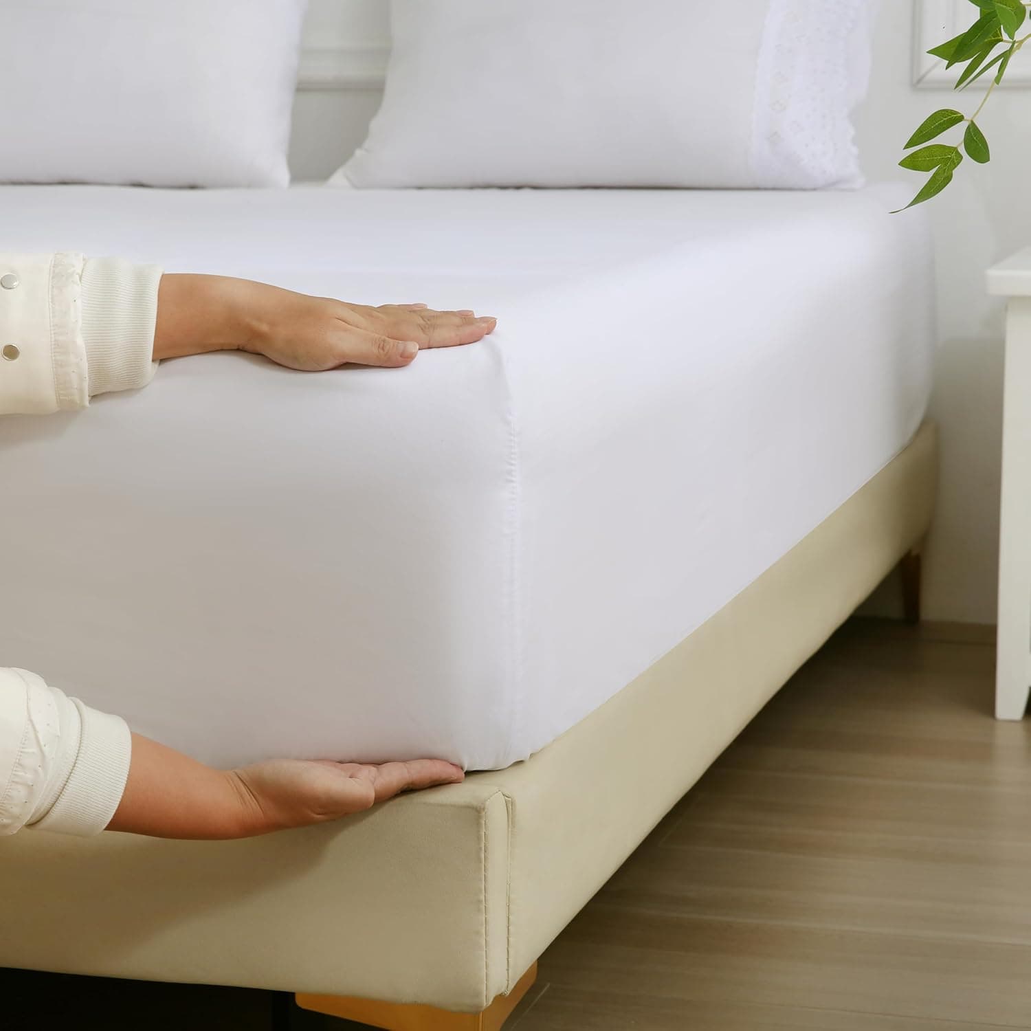 Jogo de Lençol King 4 Peças Napoli Percal 300 Fios Lese Bordado Inglês (Branco) - Imagem 4