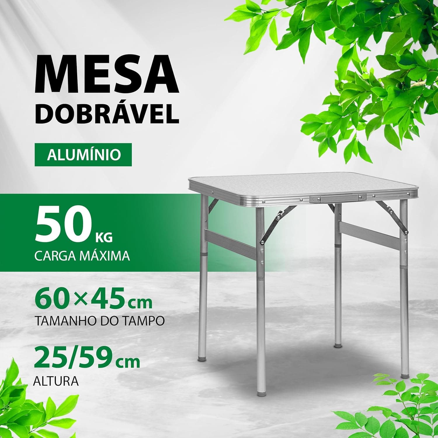 Mesa Dobrável De Alumínio Com Tampo De Mdf, 60 cm x 45 cm, Palisad - Imagem 4