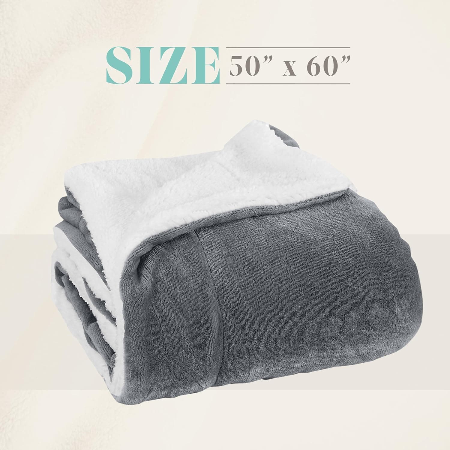 Elegant Comfort Manta de lã de lã de ovelha reversível e ultra felpuda - leve, macia e aconchegante - manta decorativa para todas as estações, perfeita para relaxar, 127 x 152 cm, cinza - Imagem 3