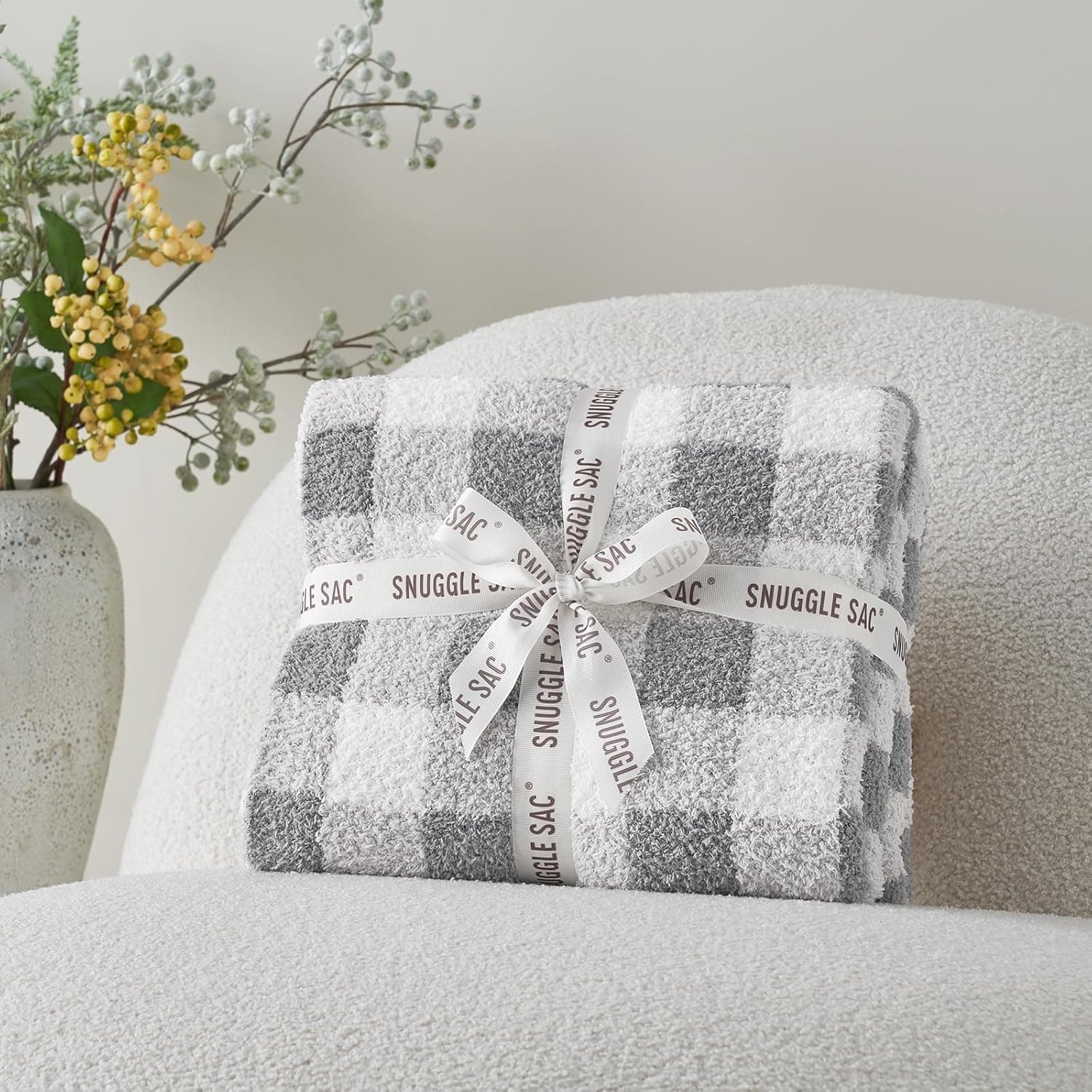 Snuggle Sac Cobertor de cama xadrez búfalo, tamanho solteiro, supermacio, aconchegante e quente, manta xadrez fofa para cama, cinza xadrez, 152 x 203 cm - Imagem 3