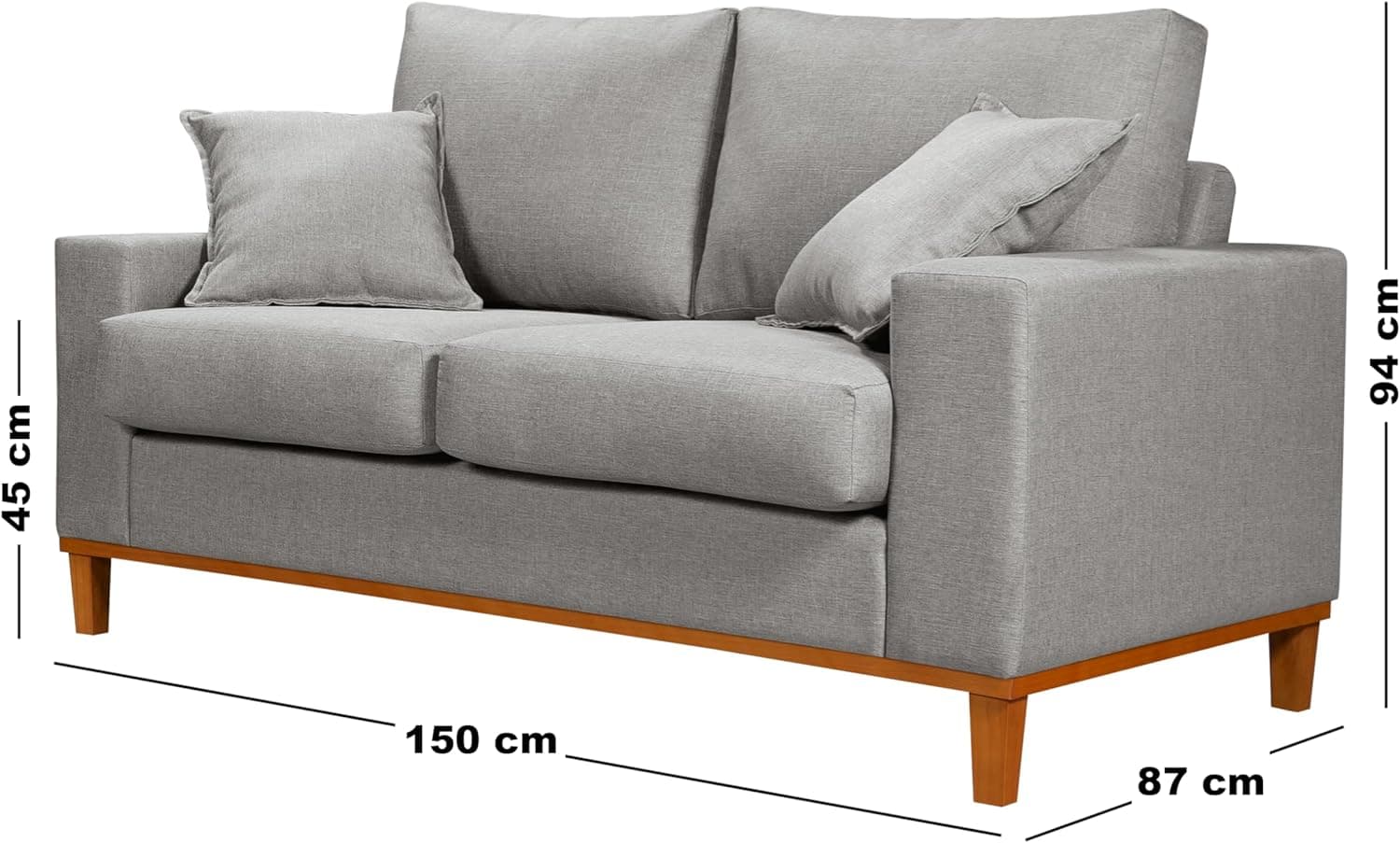 Sofa Living Istambul 2 Lugares Linho Essencial Estofados (Linho, Cinza) - Imagem 3