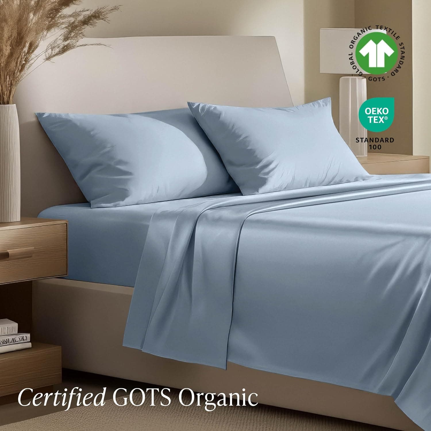 Bare Home Jogo de lençol solteiro extra longo 100% algodão orgânico - 400 fios - trama de cetim suave - respirável e refrescante - conjunto de luxo de hotel - lençóis de cama com bolso profundo - Imagem 3