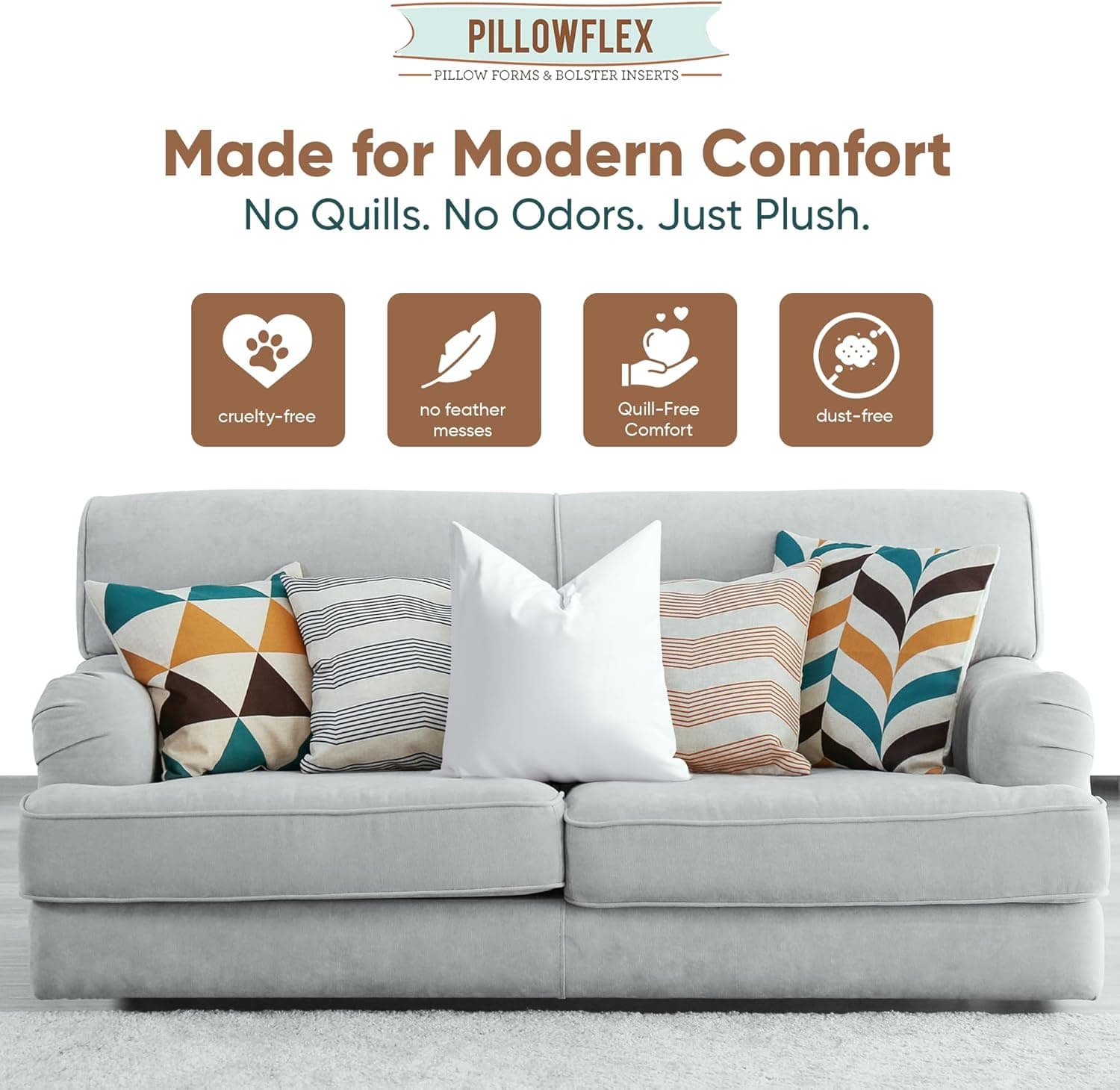 Pillowflex Almofadas sintéticas alternativas para fronhas - Almofadas confortáveis para dormir, travesseiro perfeito e melhores travesseiros de dormir, inserções de travesseiro alternativas feitas à - Imagem 4