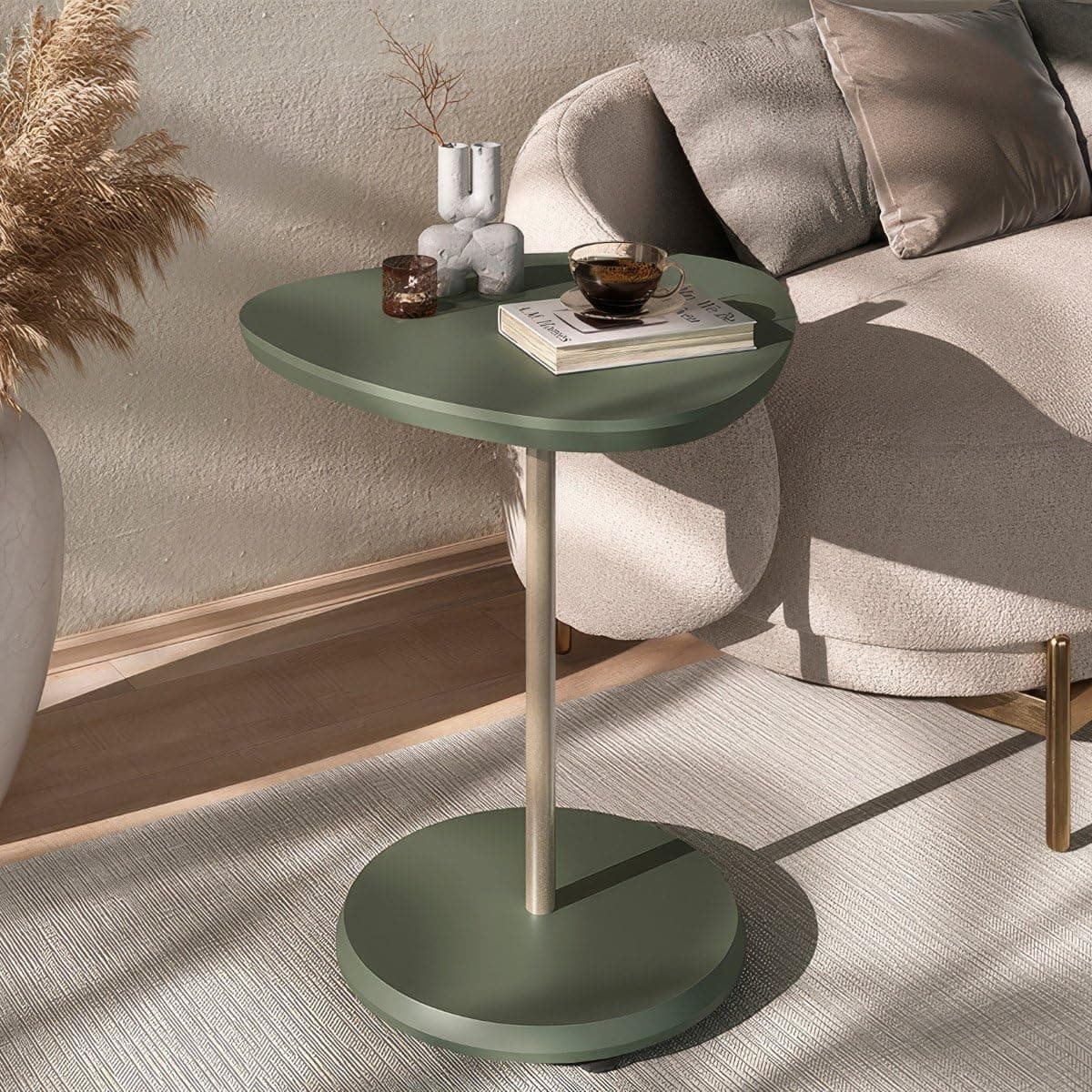 Mesa de apoio em MDF 25mm com haste metálica pintura dourado BEL cor Menta - Artely - Imagem 3